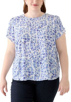 PHILOSOPHY BY REPUBLIC Women's Plus Size Short Sleeve Button Back Woven Blouse