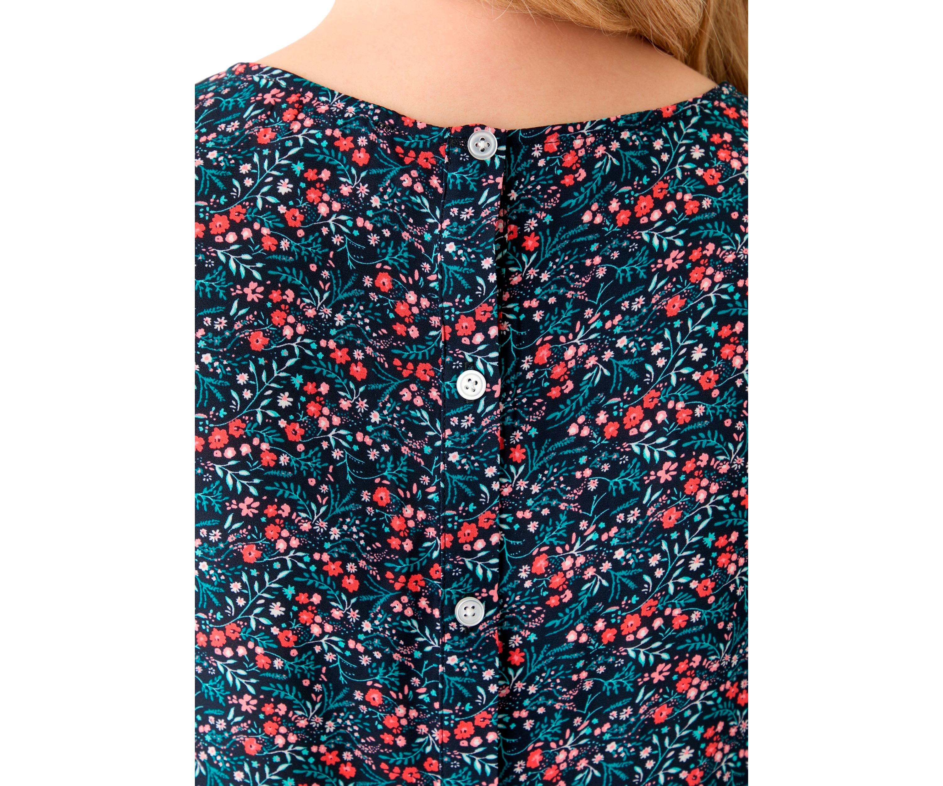 Plus Size Short Sleeve Button Back Woven Blouse 