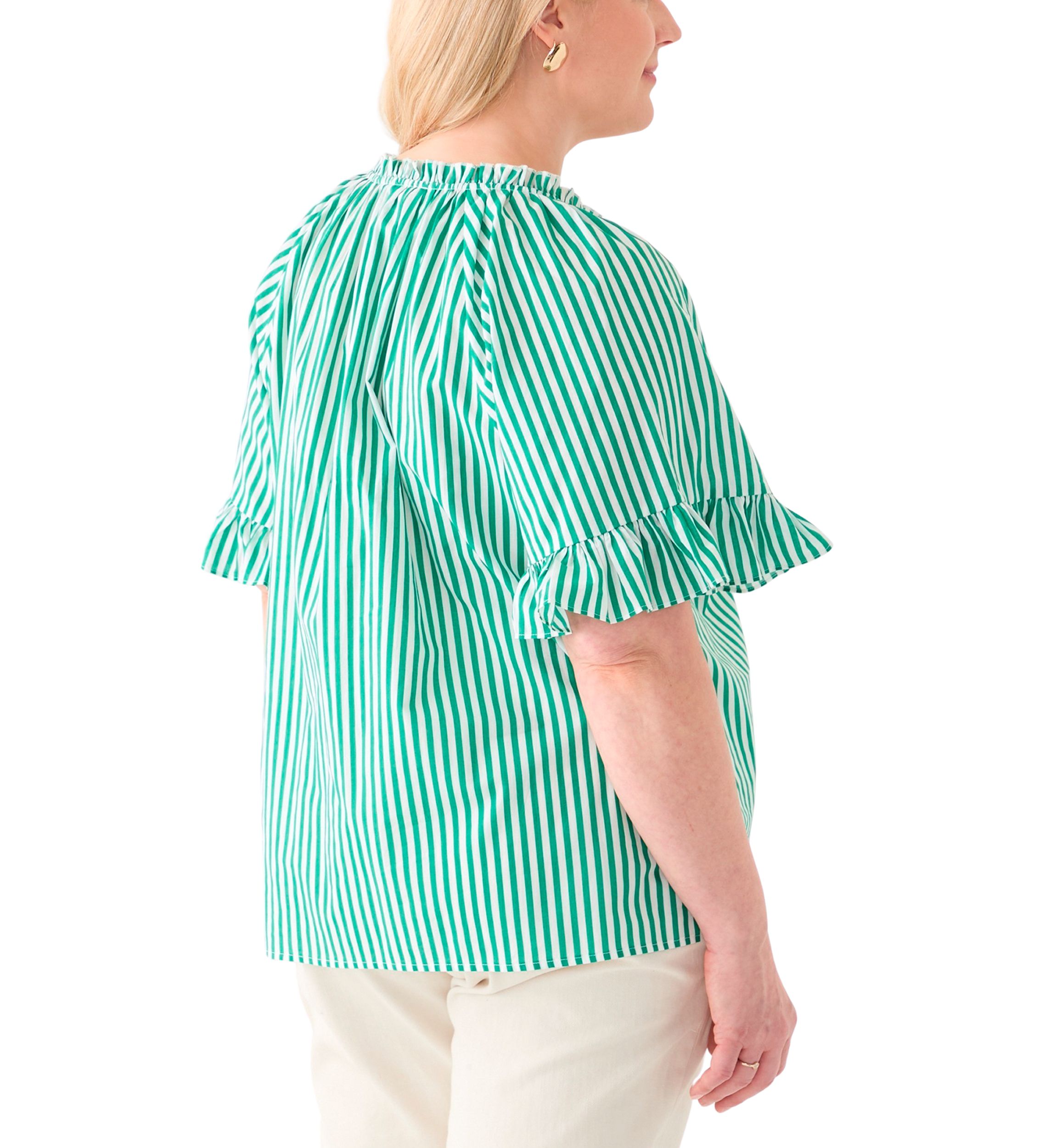 Plus Size Short Raglan Sleeve Peasant Woven Blouse