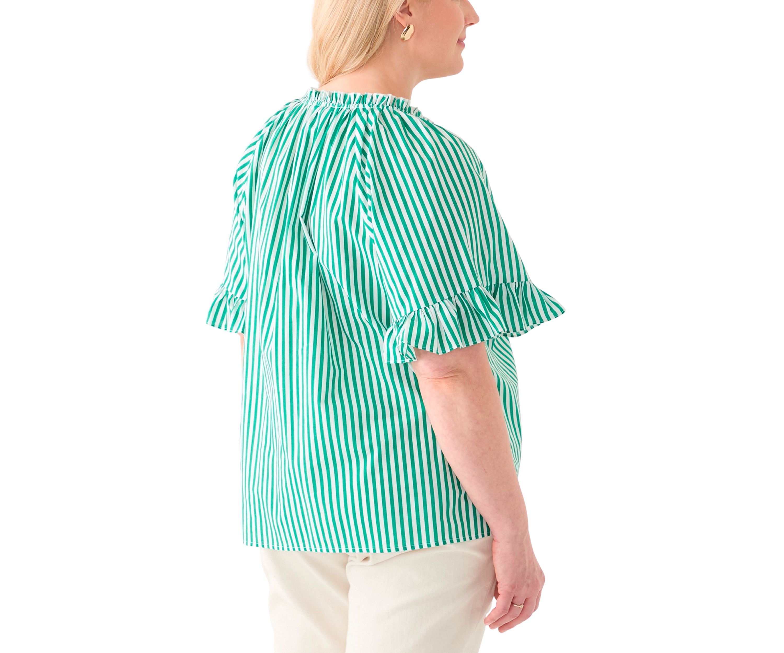 Plus Size Short Raglan Sleeve Peasant Woven Blouse