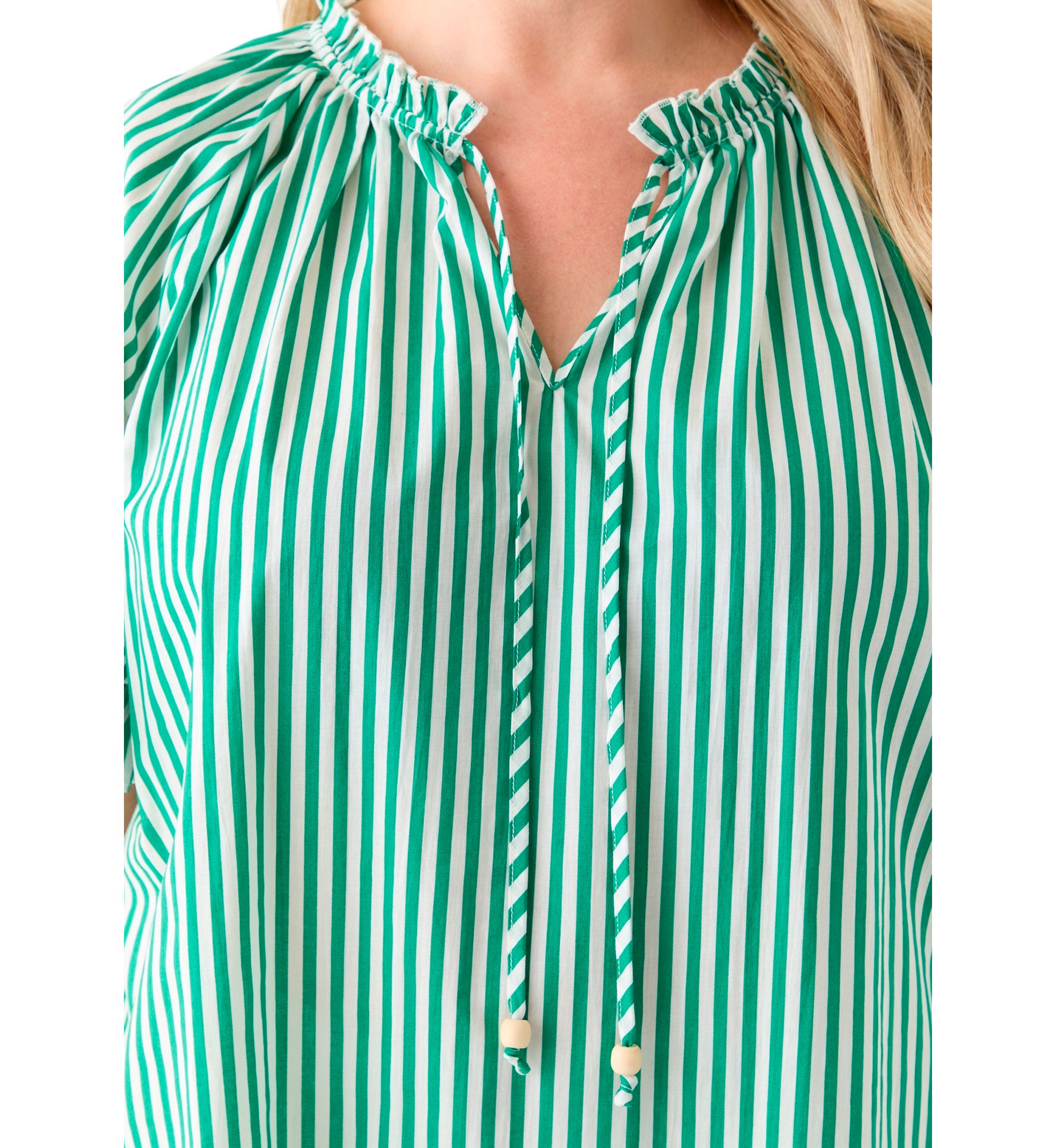 Plus Size Short Raglan Sleeve Peasant Woven Blouse