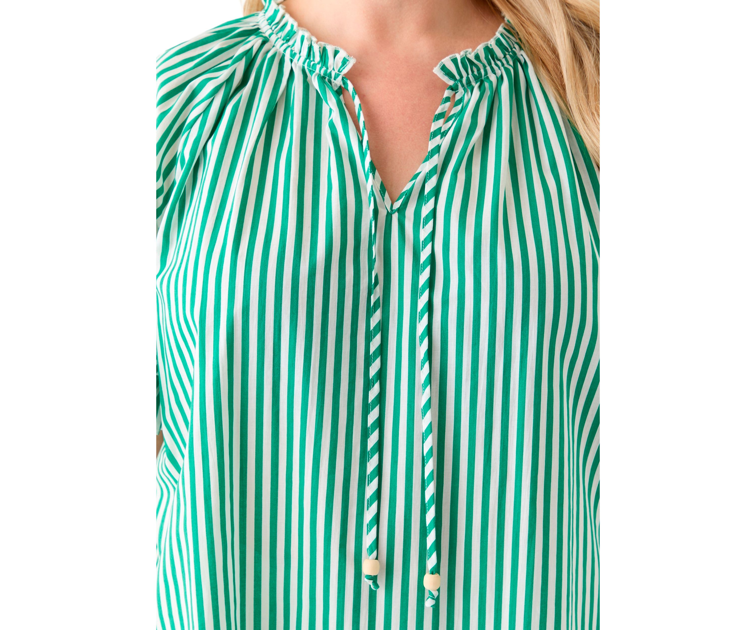 Plus Size Short Raglan Sleeve Peasant Woven Blouse