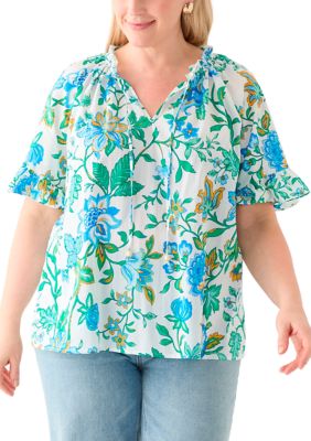 PHILOSOPHY BY REPUBLIC Women's Short Sleeve Raglan Peasant Woven Blouse