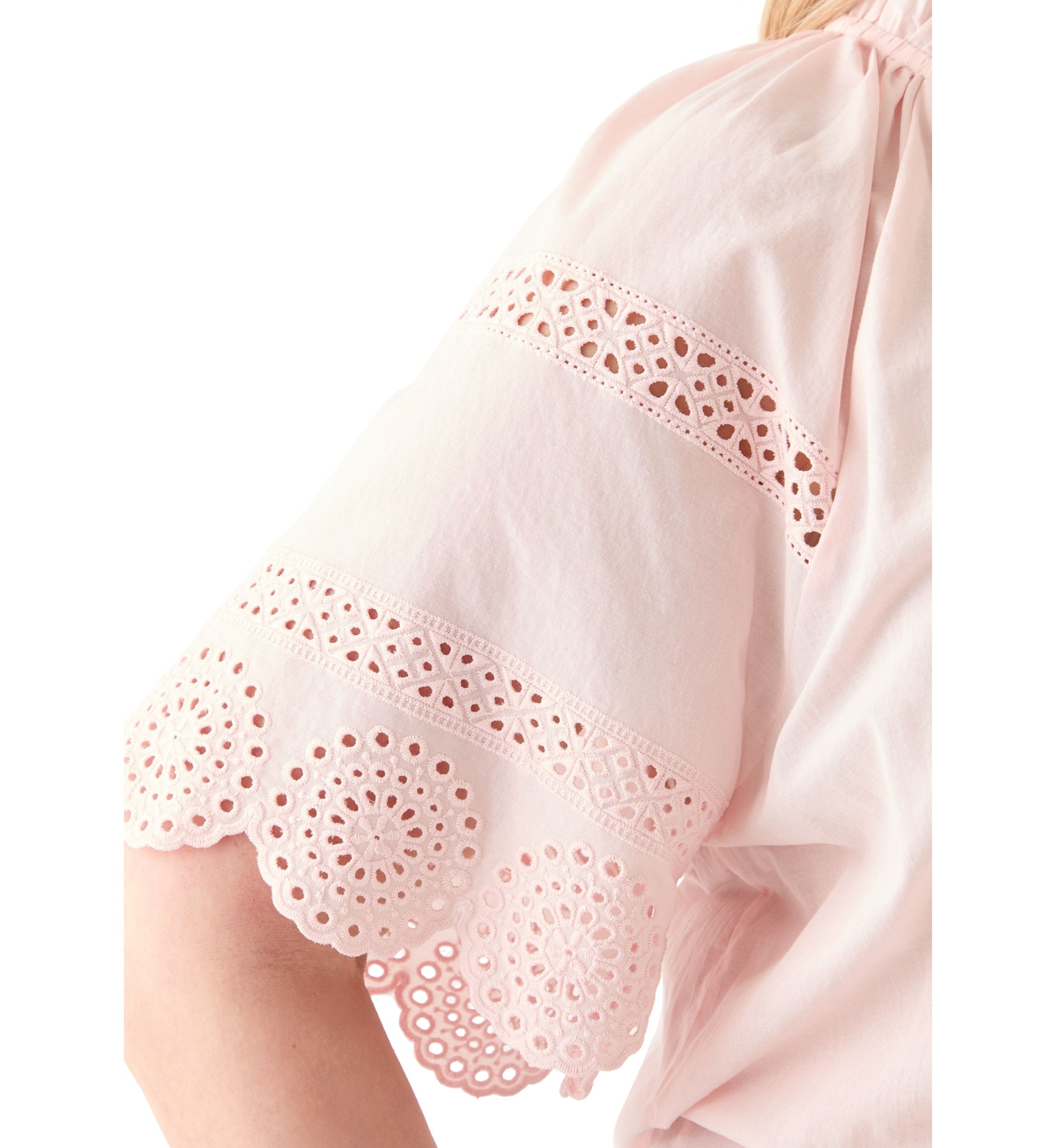 Plus Size Eyelet Flutter Sleeve Woven Blouse