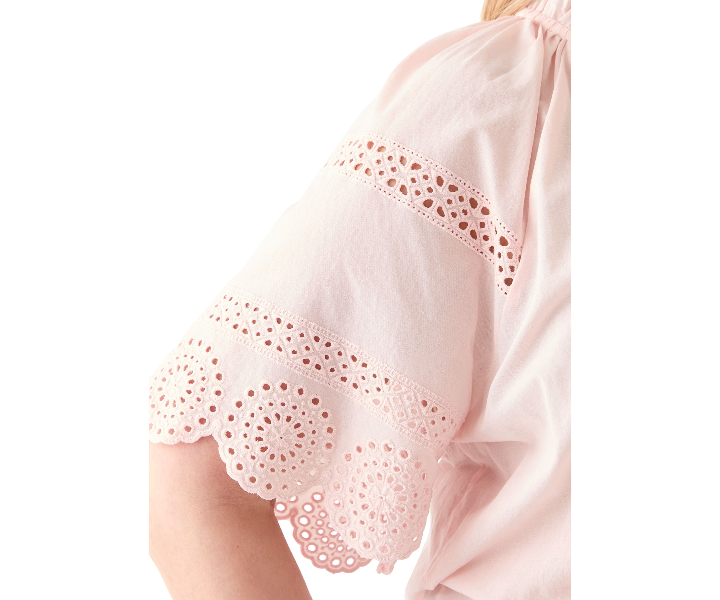 Plus Size Eyelet Flutter Sleeve Woven Blouse
