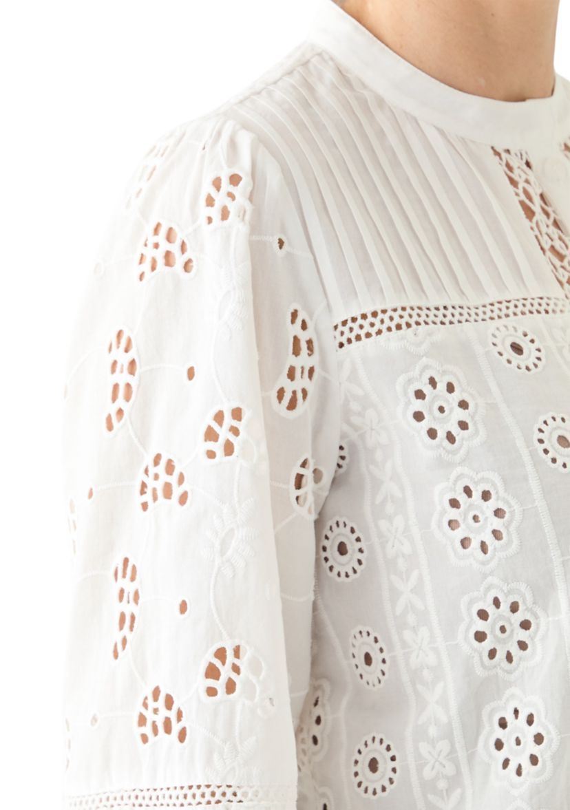 Womens Button Front Eyelet Lace Top