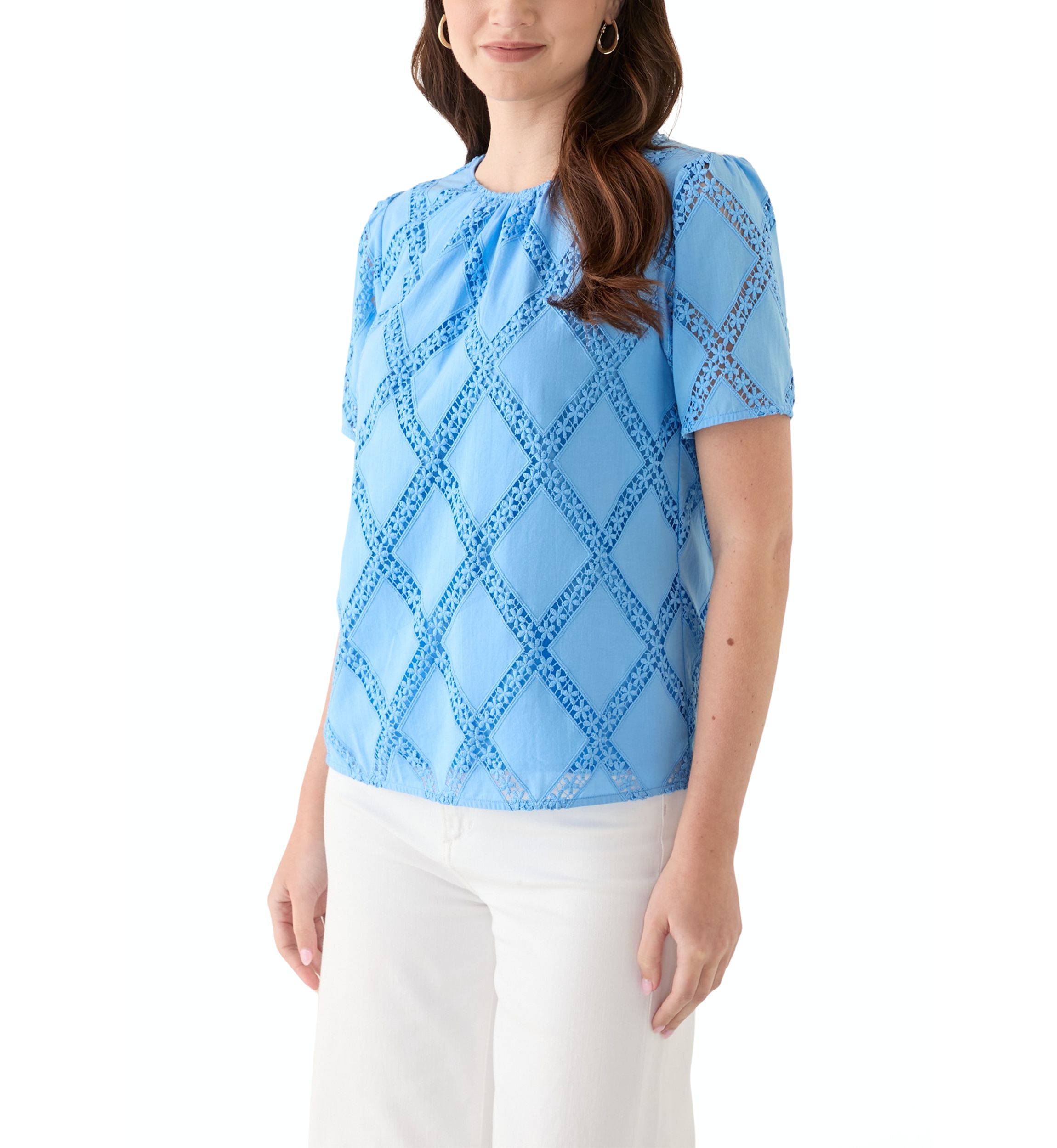Womens Textured Lace Blouse