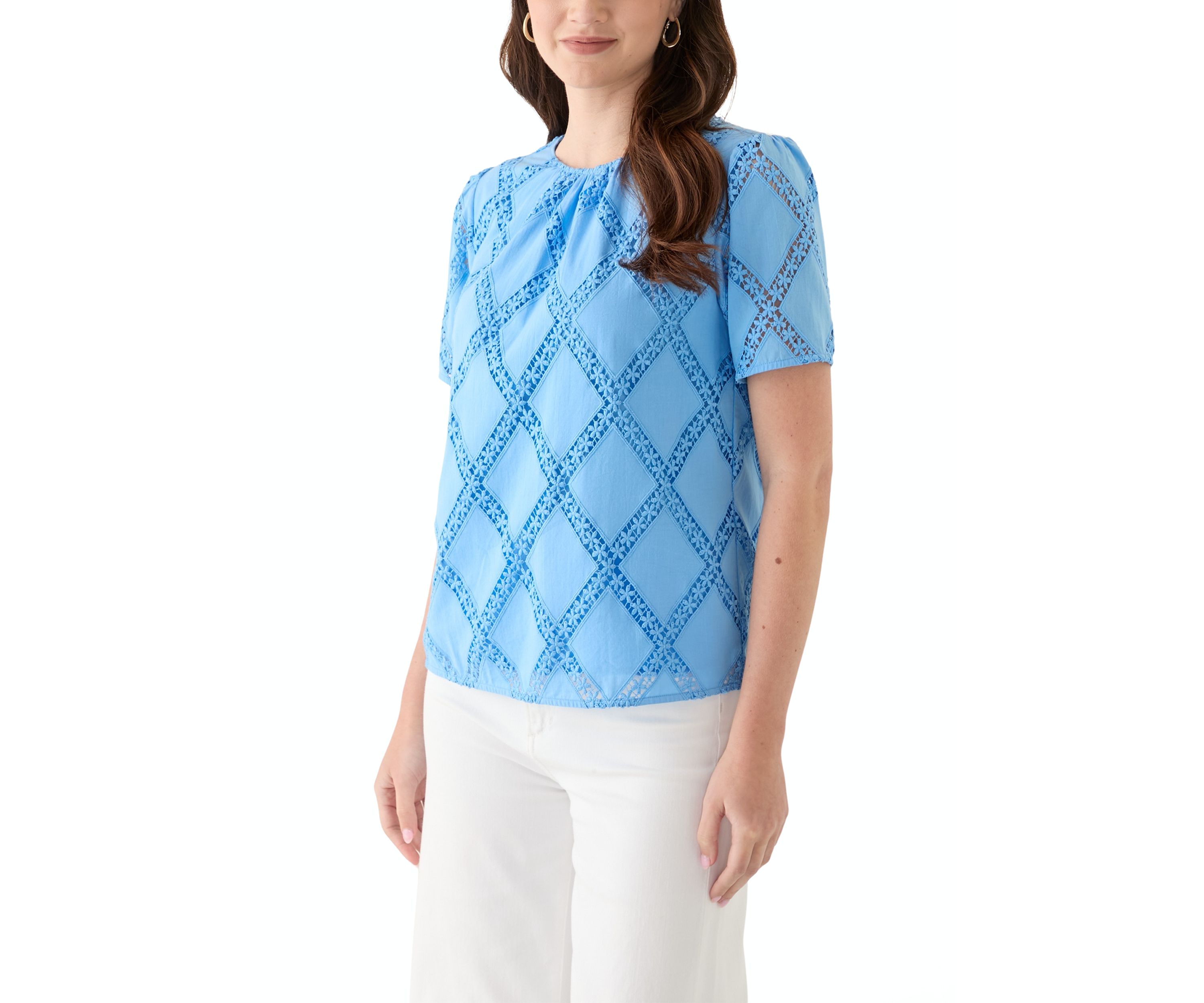 Womens Textured Lace Blouse