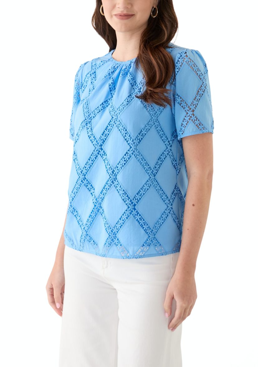 Womens Textured Lace Blouse