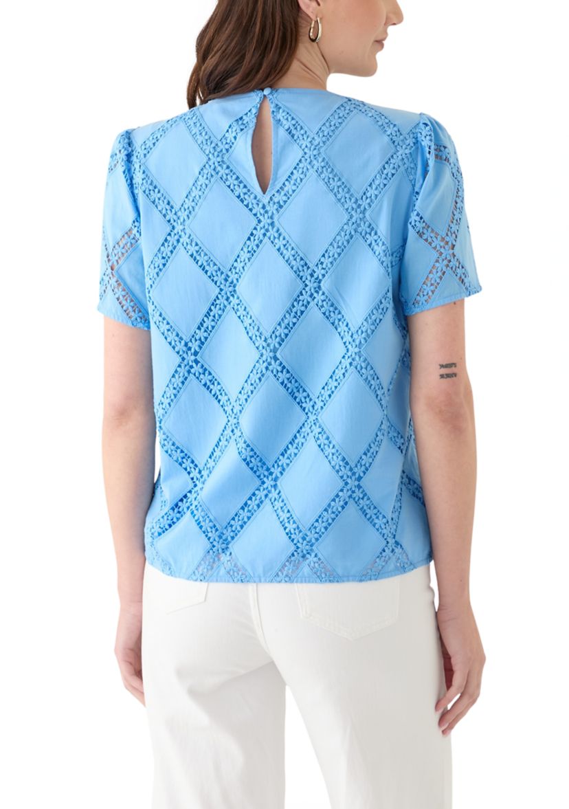 Womens Textured Lace Blouse