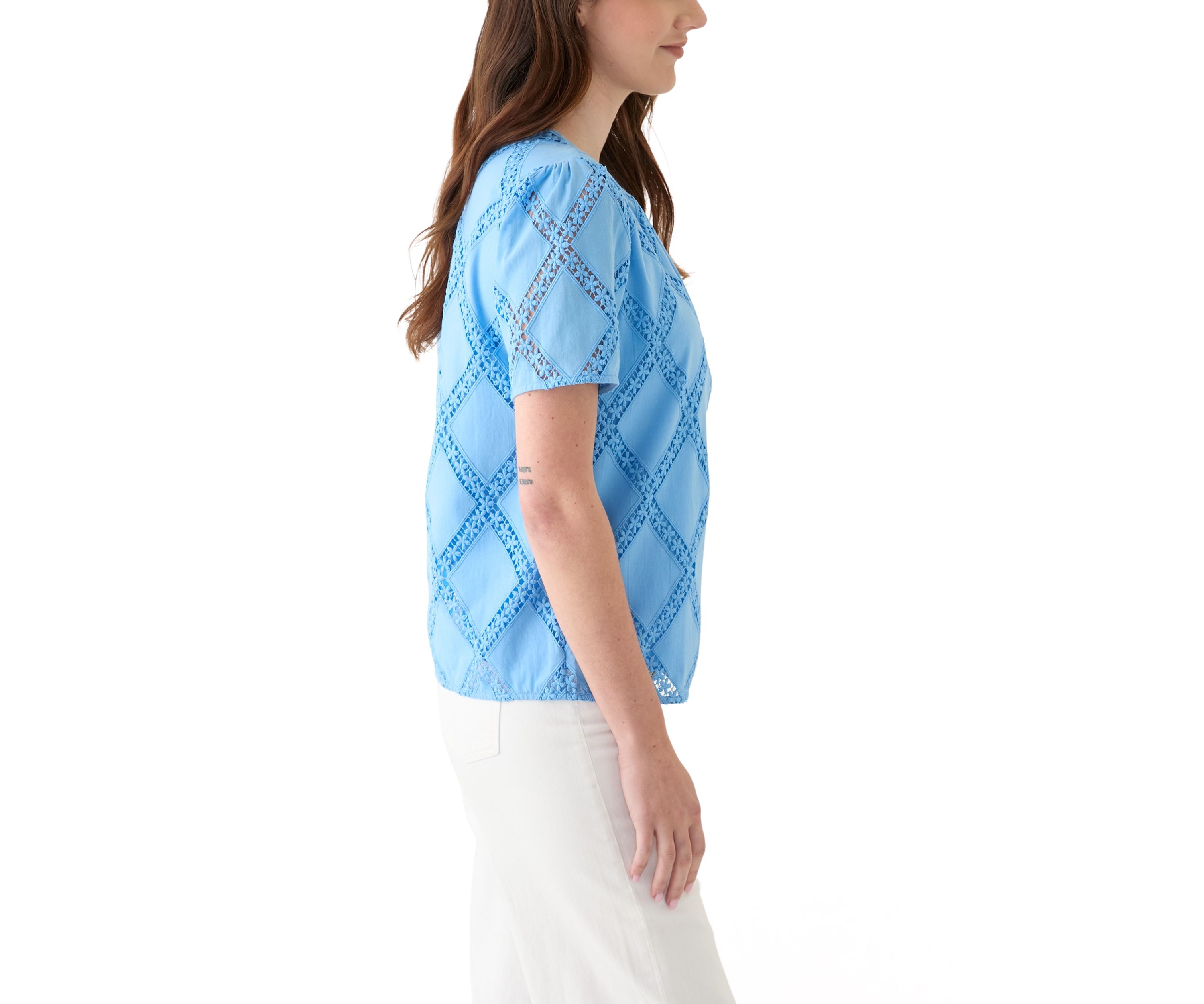 Womens Textured Lace Blouse