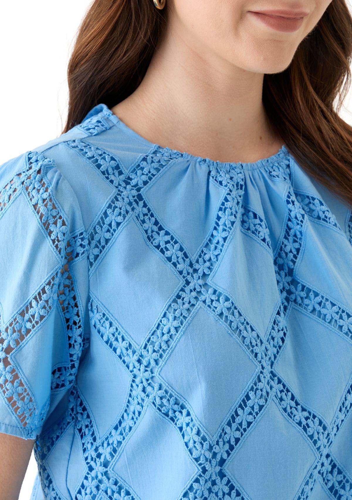 Womens Textured Lace Blouse