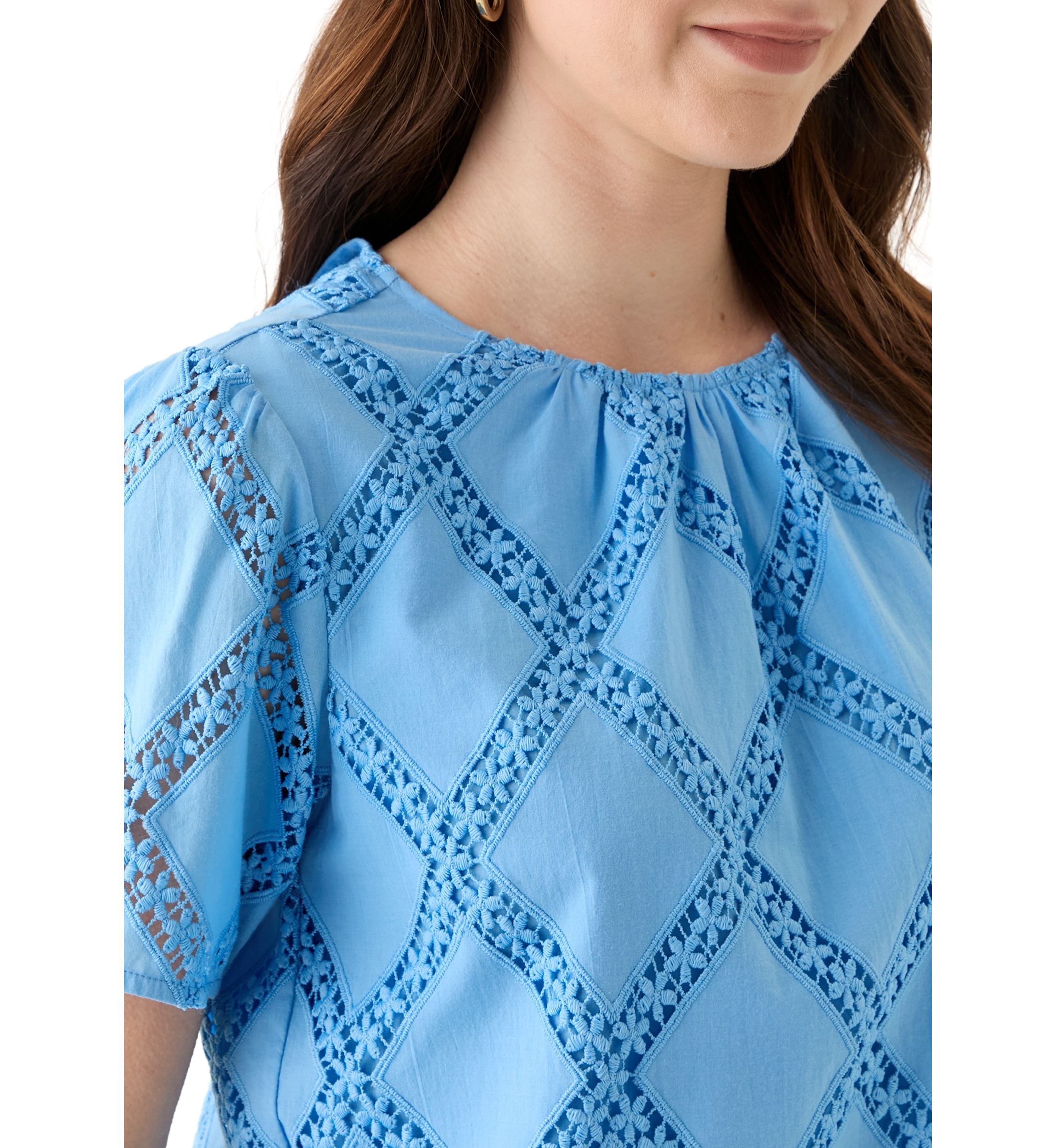 Womens Textured Lace Blouse