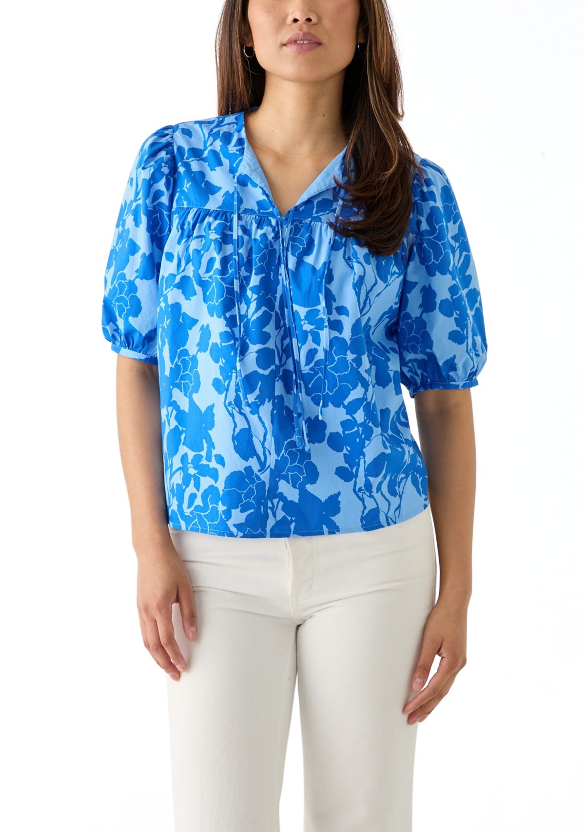 Womens Printed Split Neck Blouse