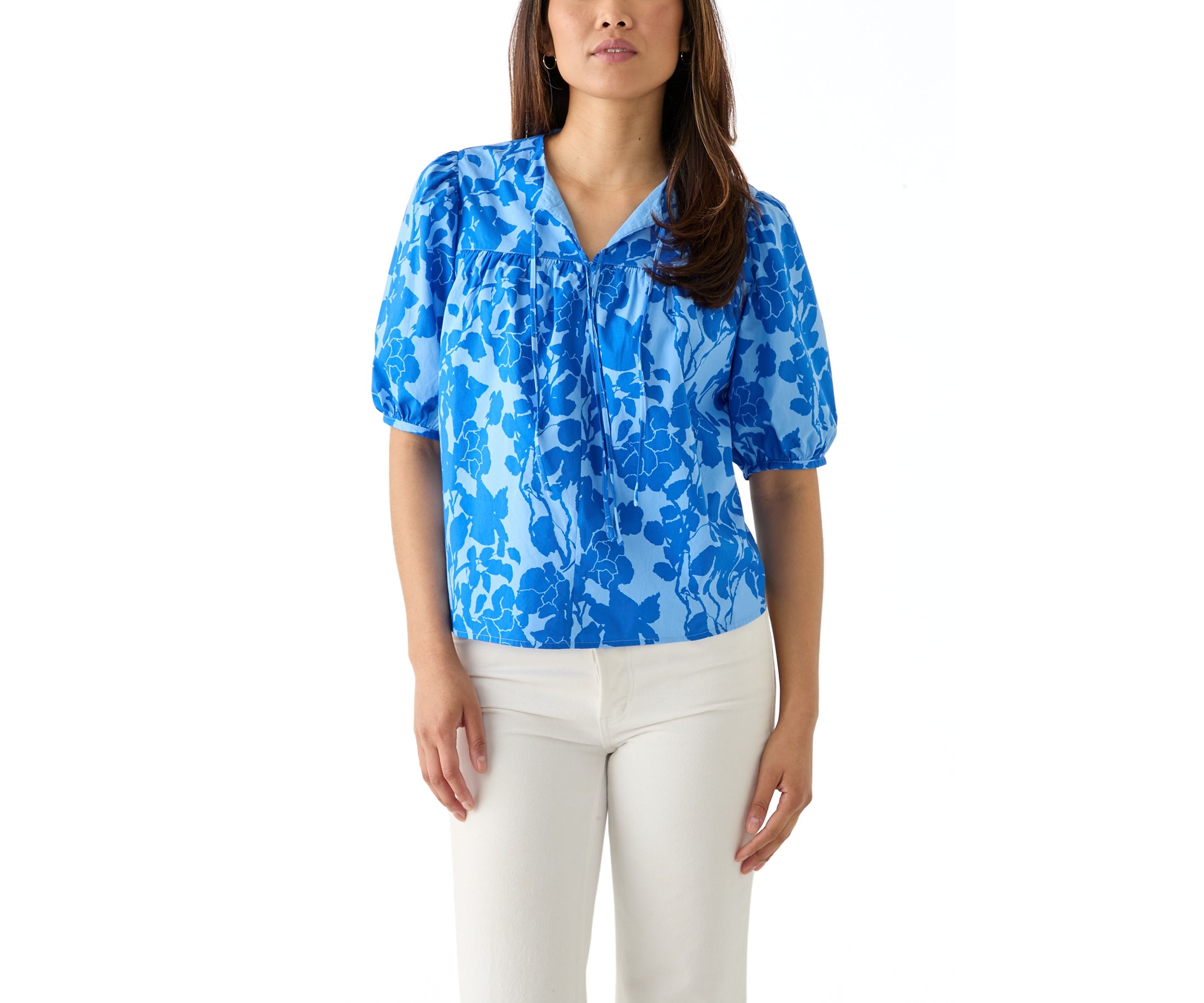 Womens Printed Split Neck Blouse