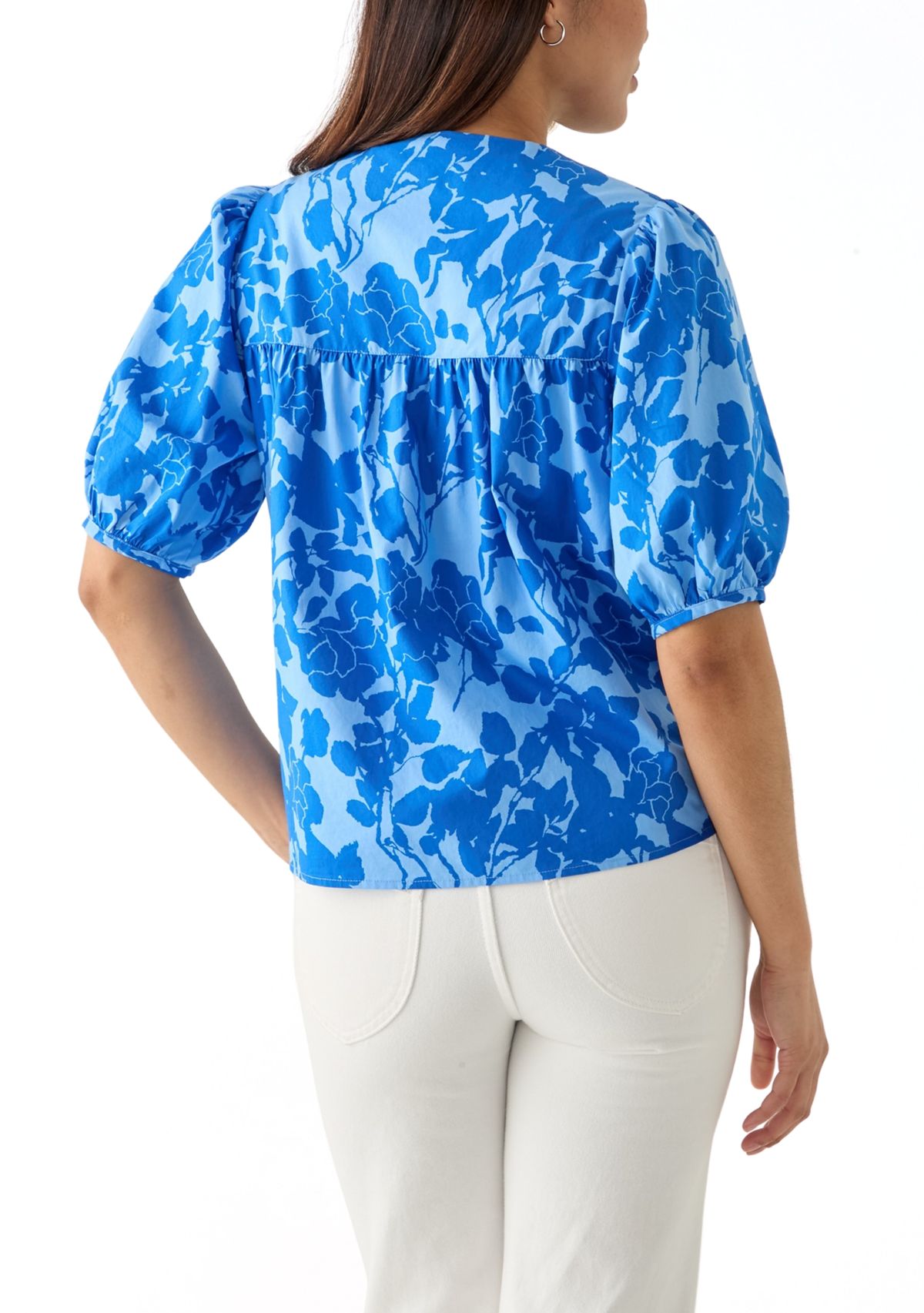 Womens Printed Split Neck Blouse