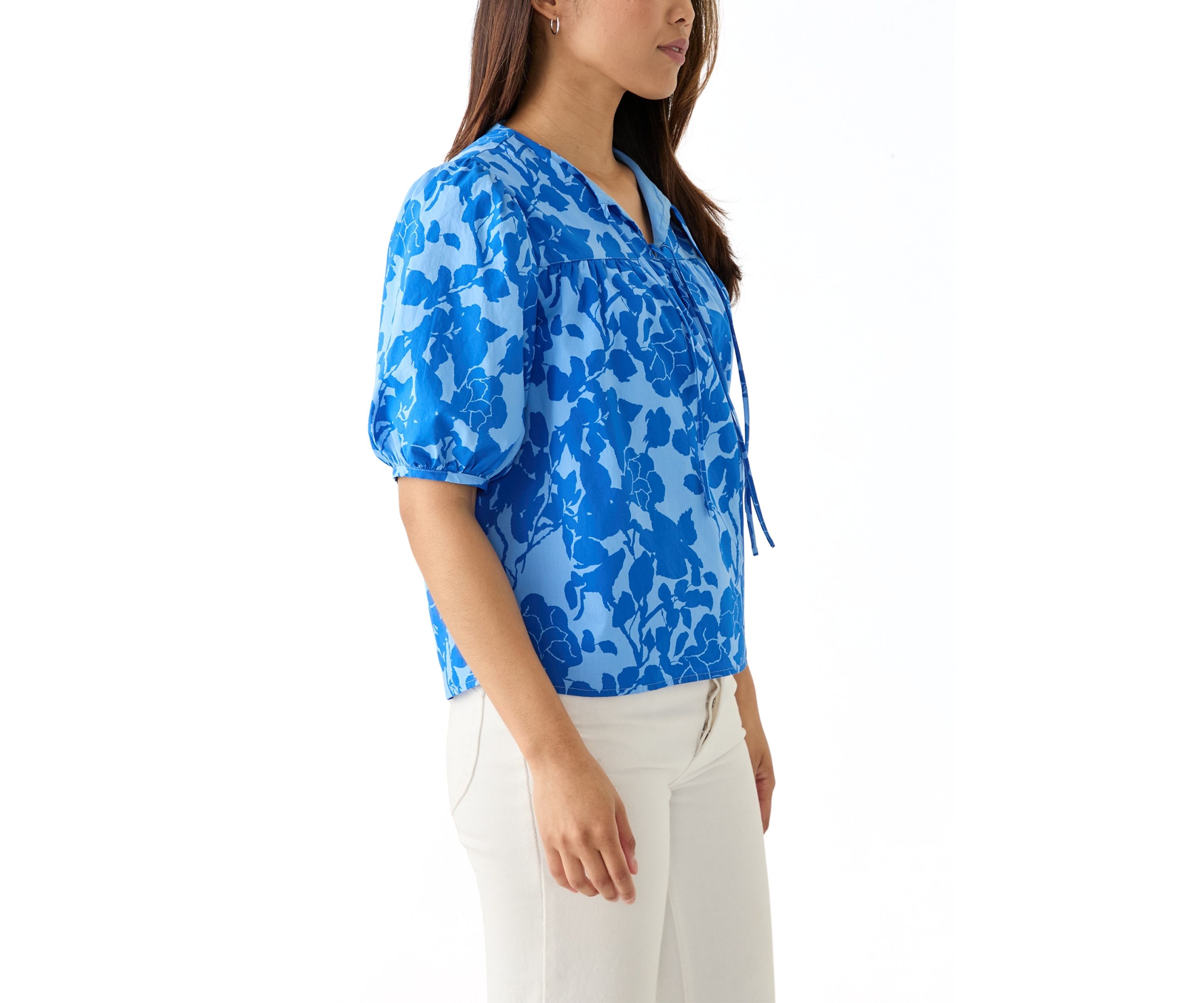 Womens Printed Split Neck Blouse