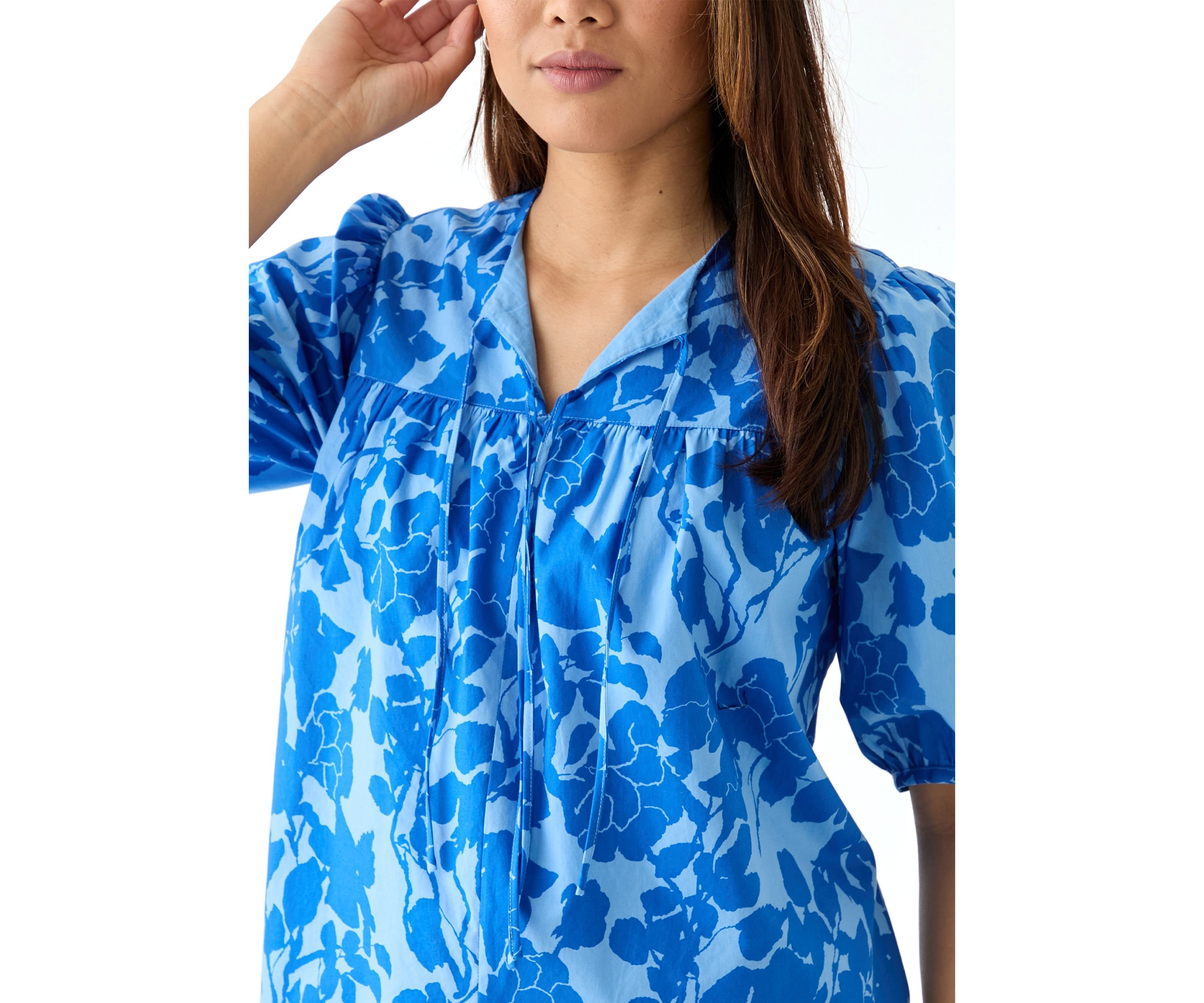 Womens Printed Split Neck Blouse