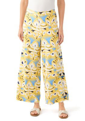 PHILOSOPHY BY REPUBLIC Women's Printed Wide Leg Linen Blend Pants