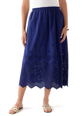 PHILOSOPHY BY REPUBLIC Women's Cotton Eyelet Pull On Skirt