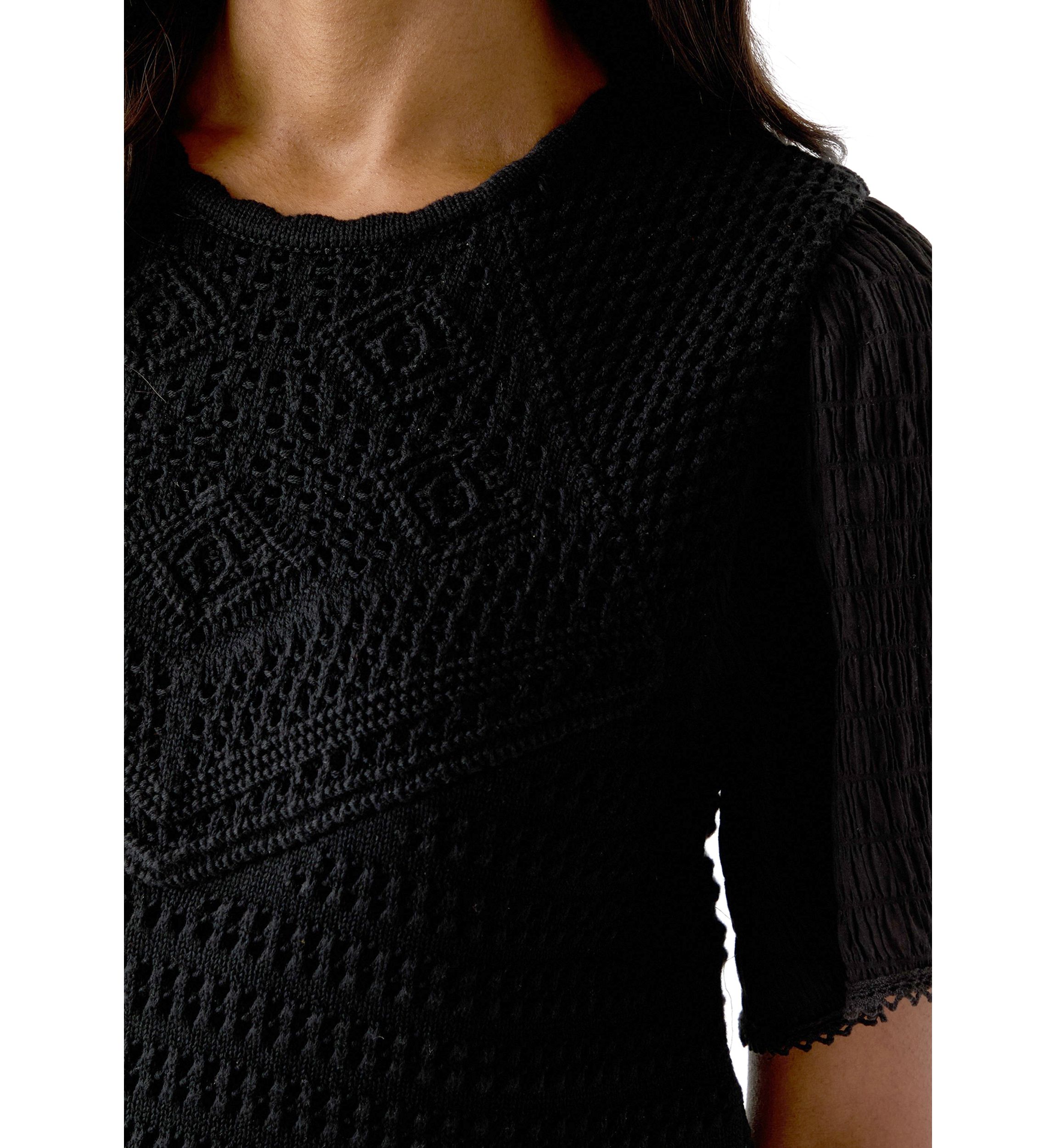 Womens Short Sleeve Crochet Sweater
