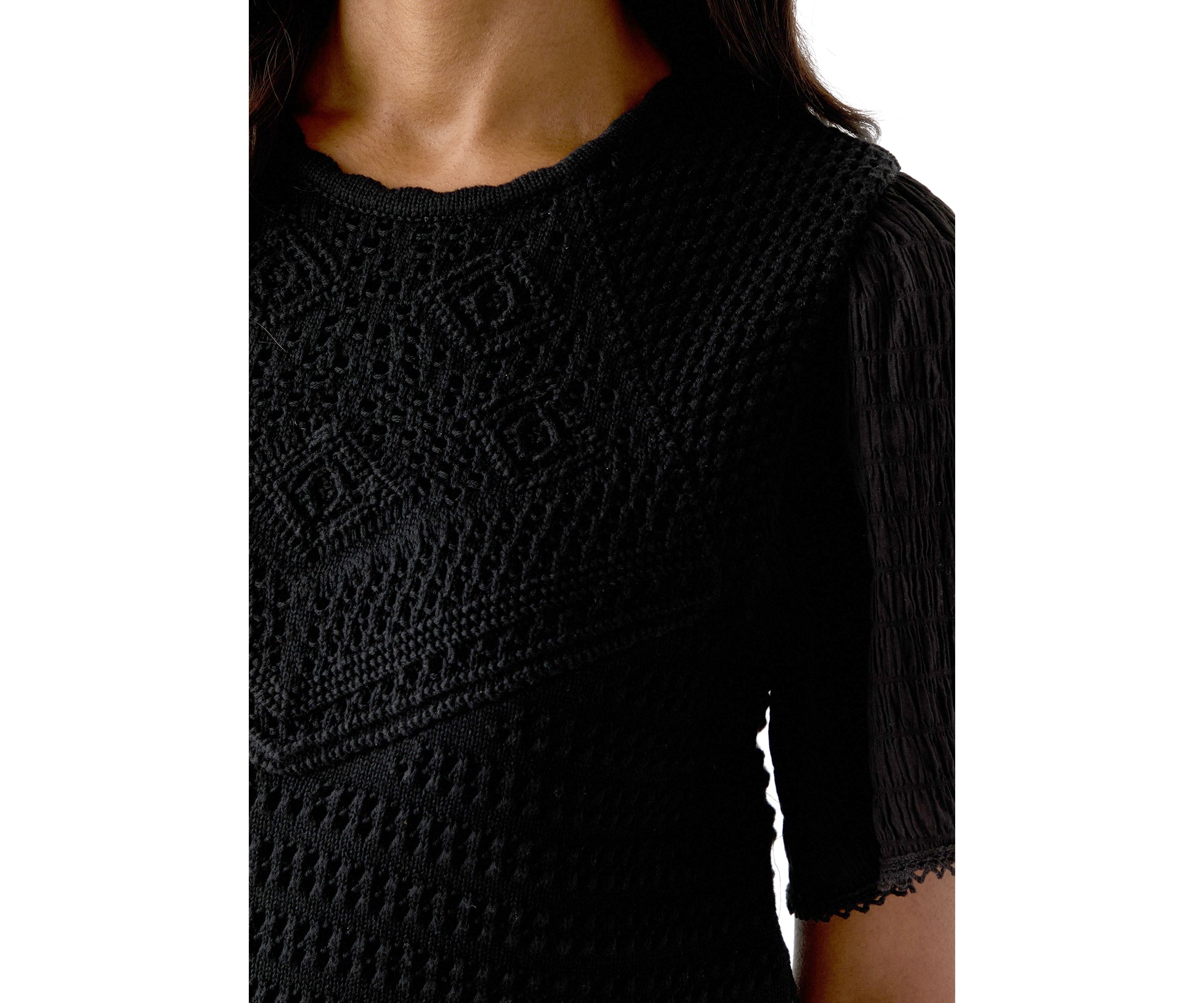 Womens Short Sleeve Crochet Sweater
