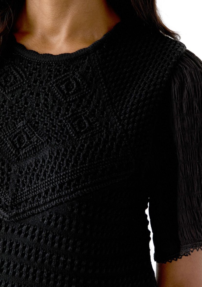 Womens Short Sleeve Crochet Sweater