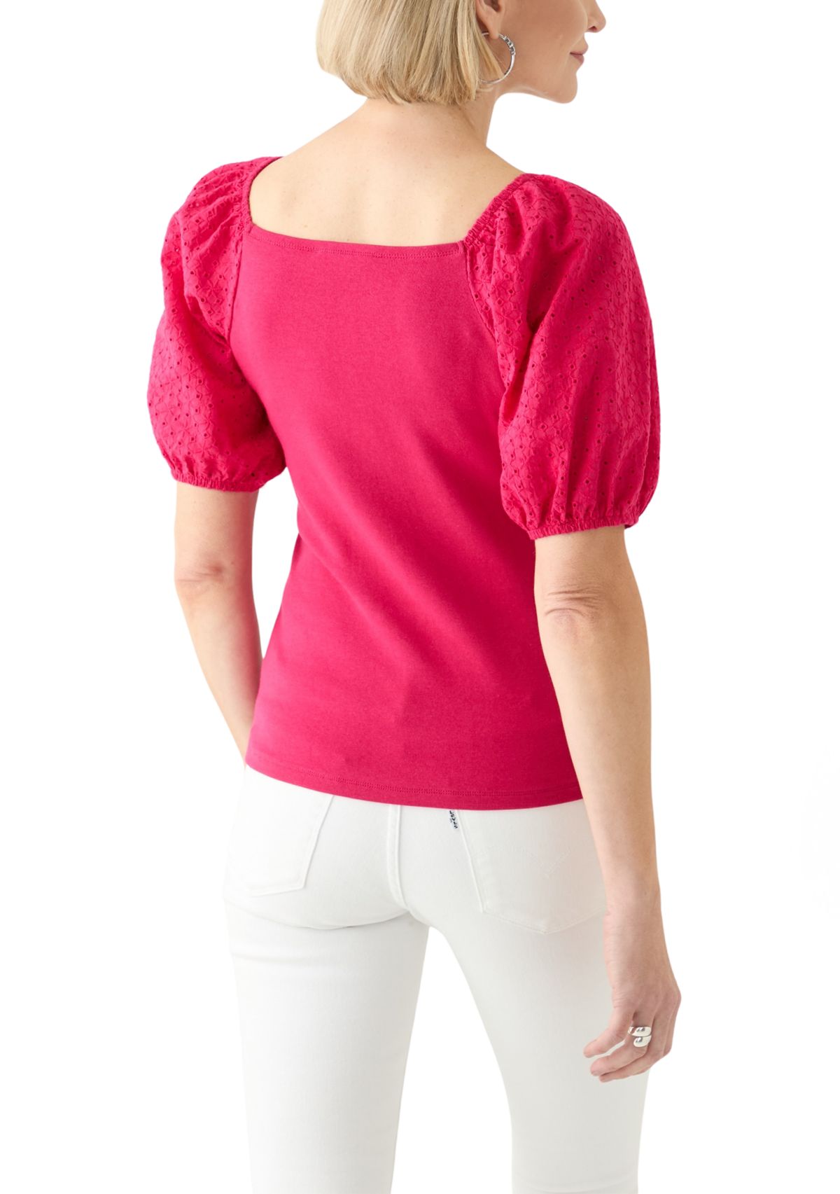 Womens Eyelet Sleeve Knit Top