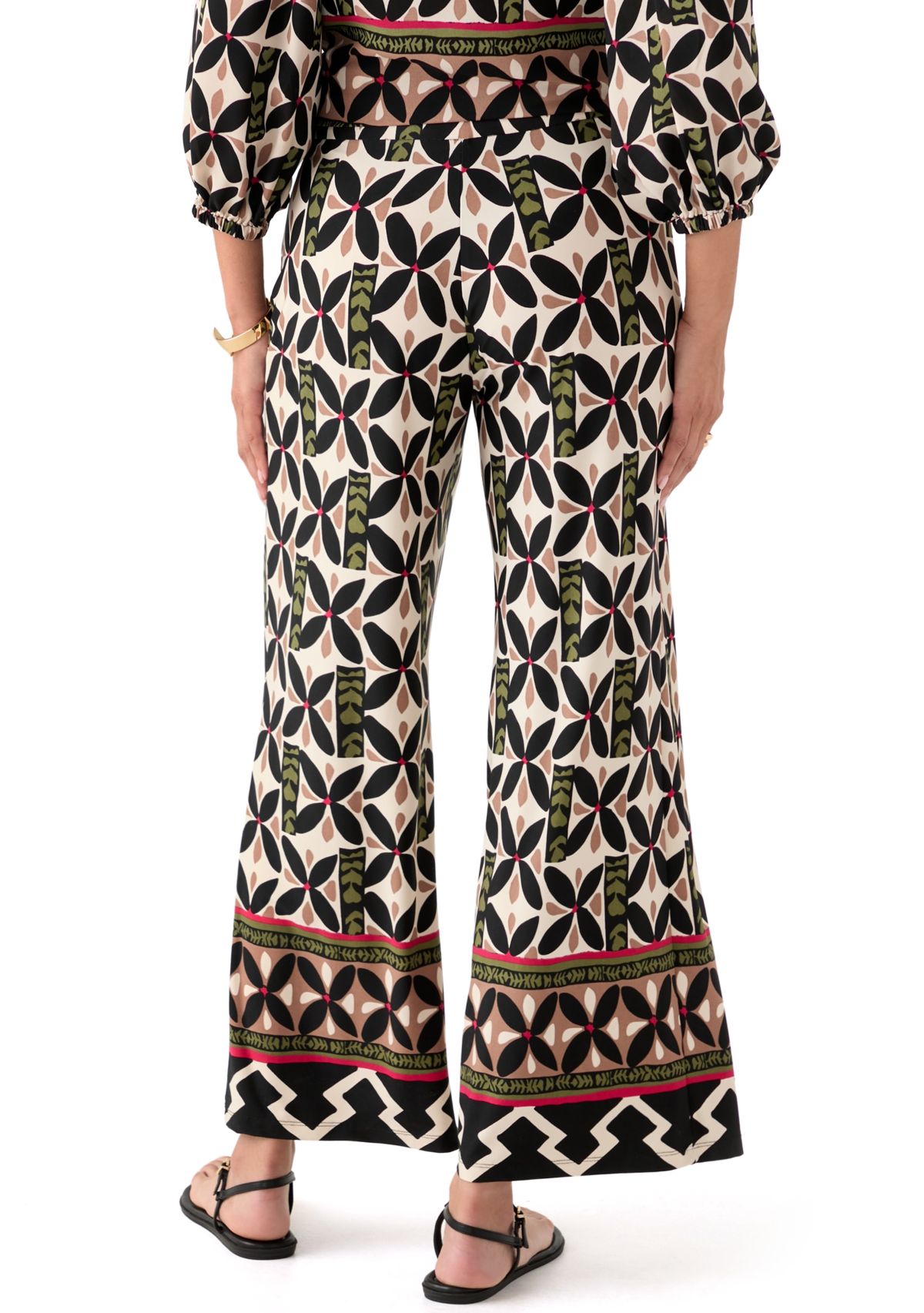Womens Jersey Pull On Printed Wide Leg Pants