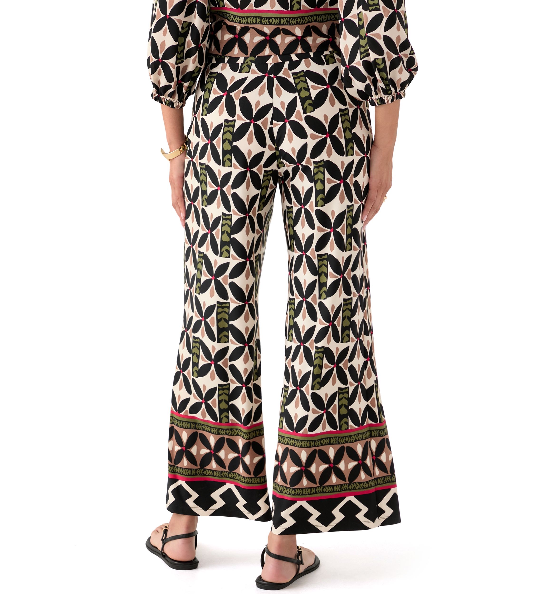 Womens Jersey Pull On Printed Wide Leg Pants