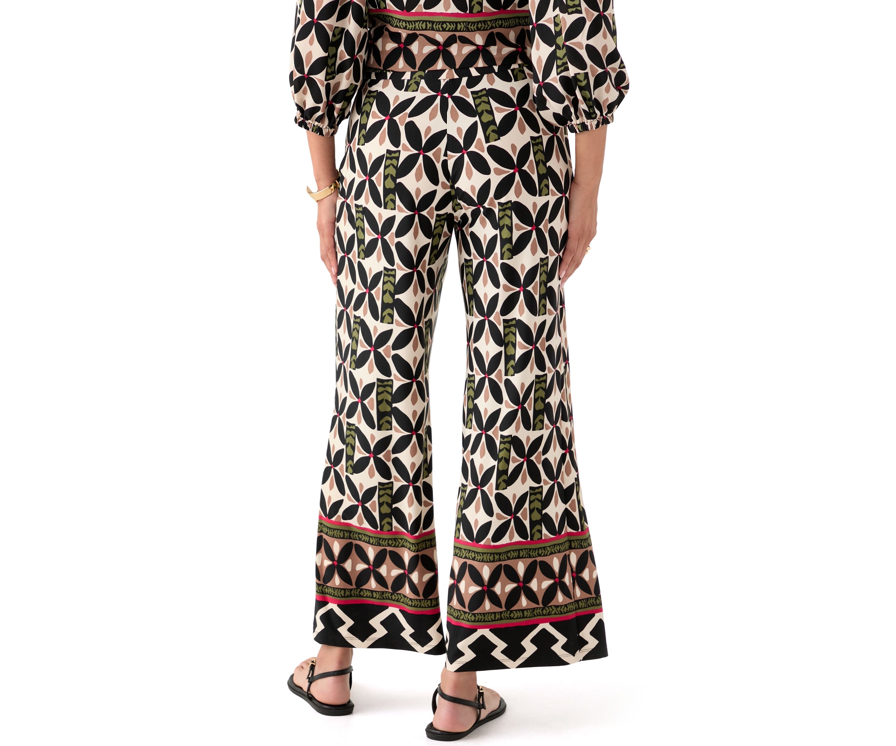 Womens Jersey Pull On Printed Wide Leg Pants