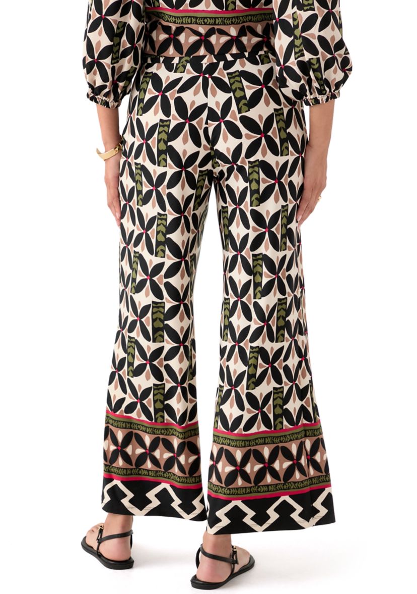 Womens Jersey Pull On Printed Wide Leg Pants