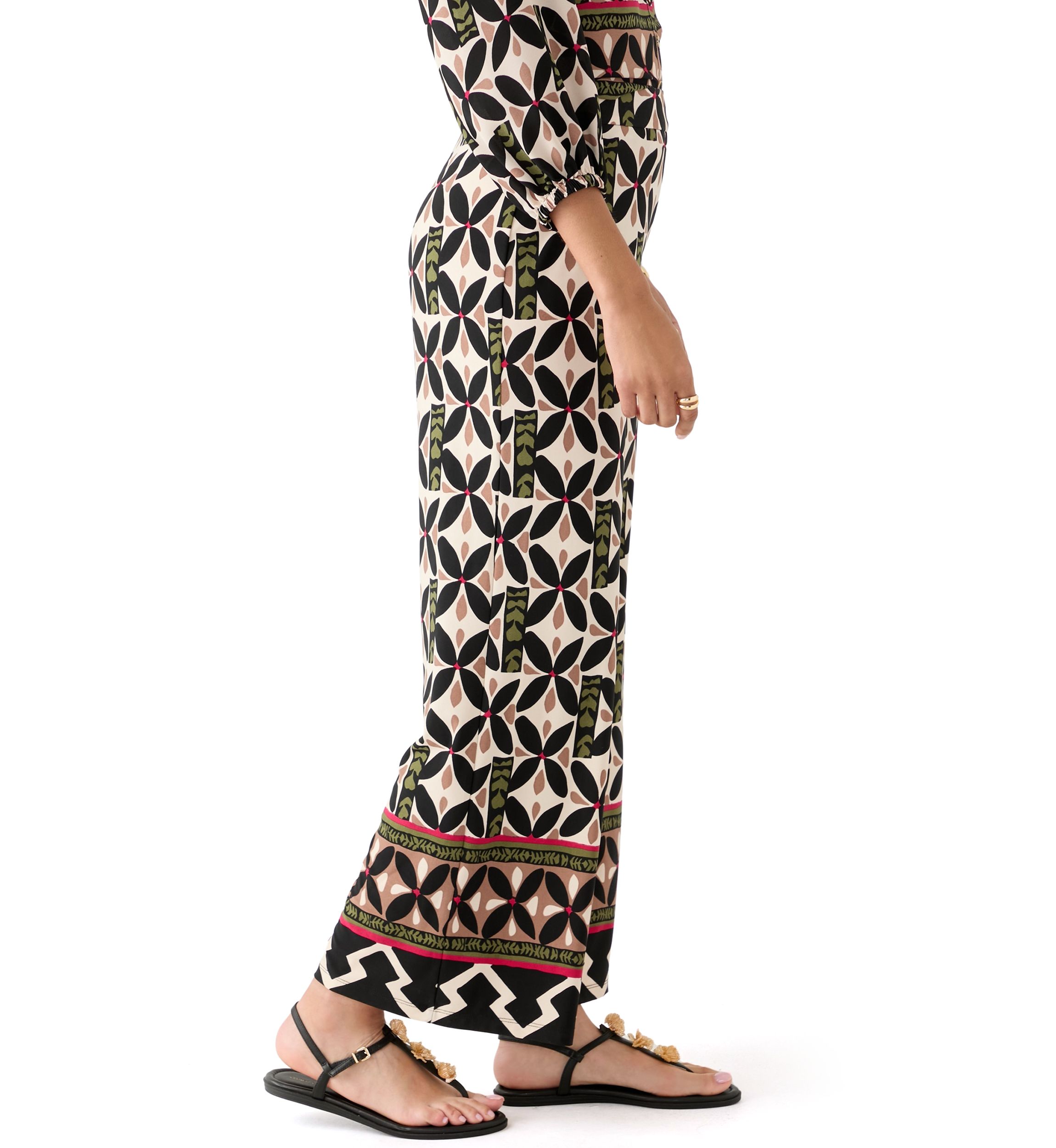Womens Jersey Pull On Printed Wide Leg Pants