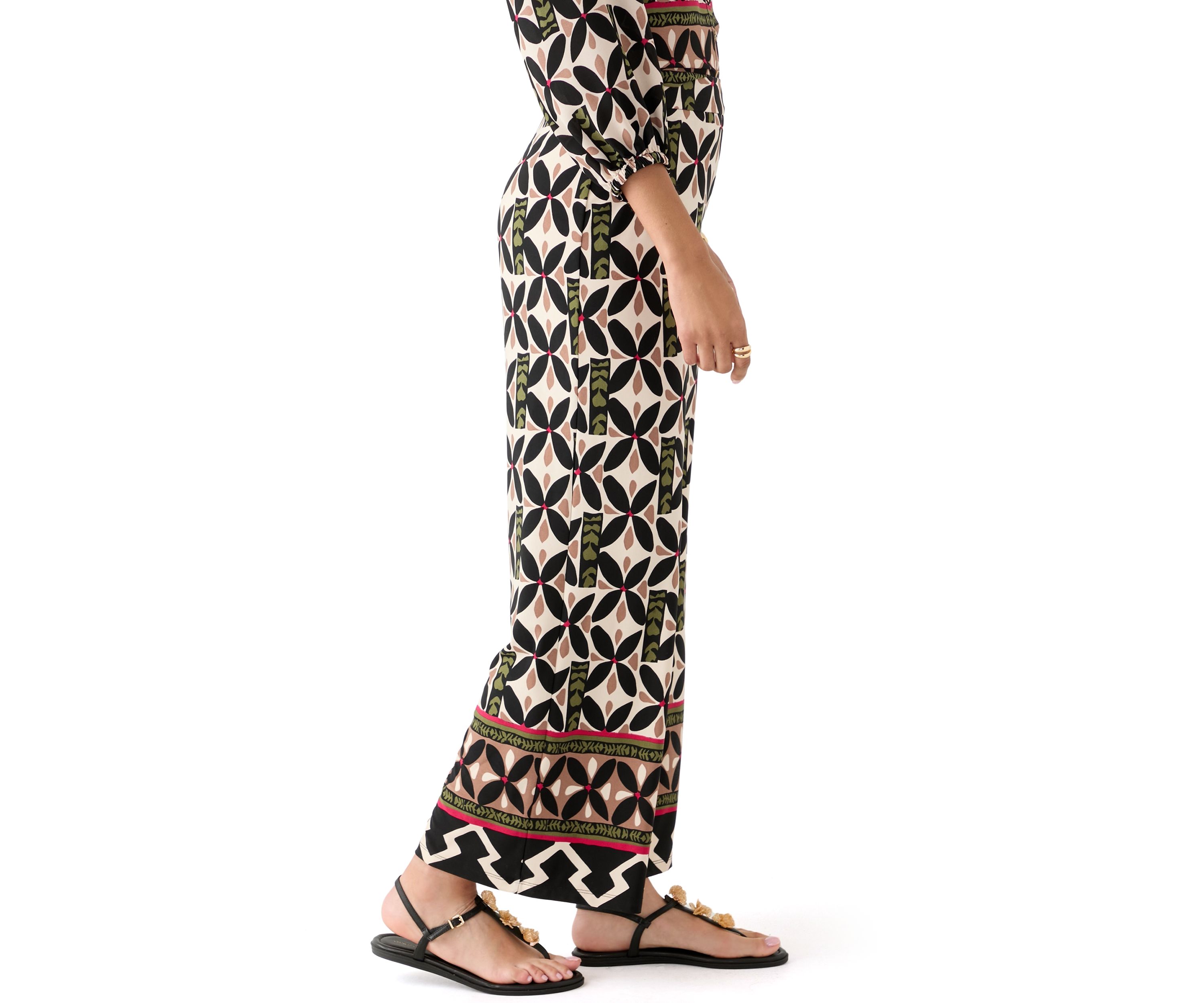 Womens Jersey Pull On Printed Wide Leg Pants