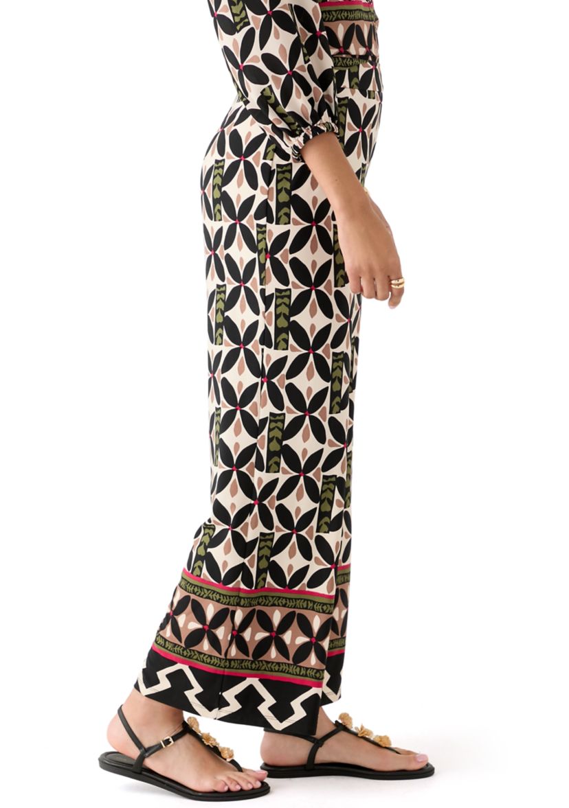 Womens Jersey Pull On Printed Wide Leg Pants
