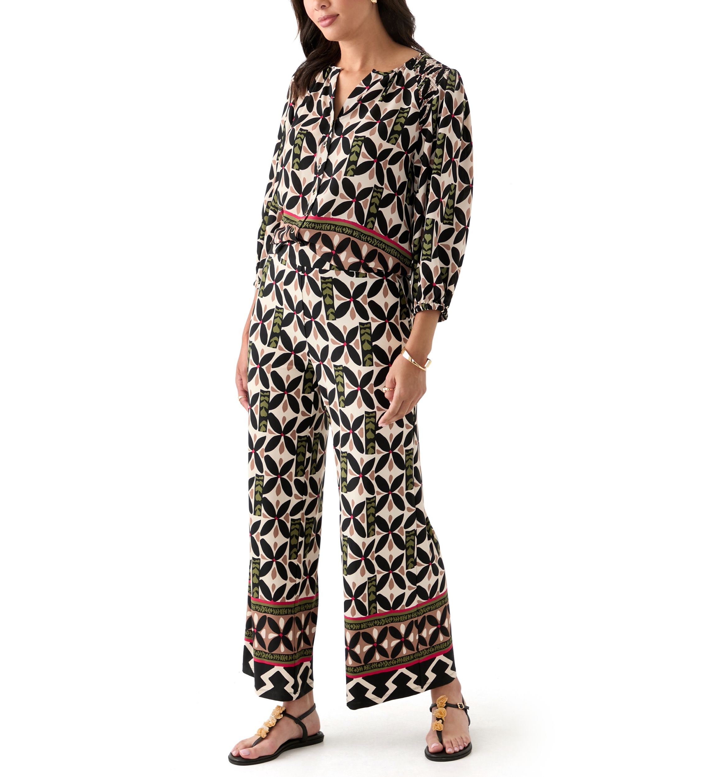 Womens Jersey Pull On Printed Wide Leg Pants