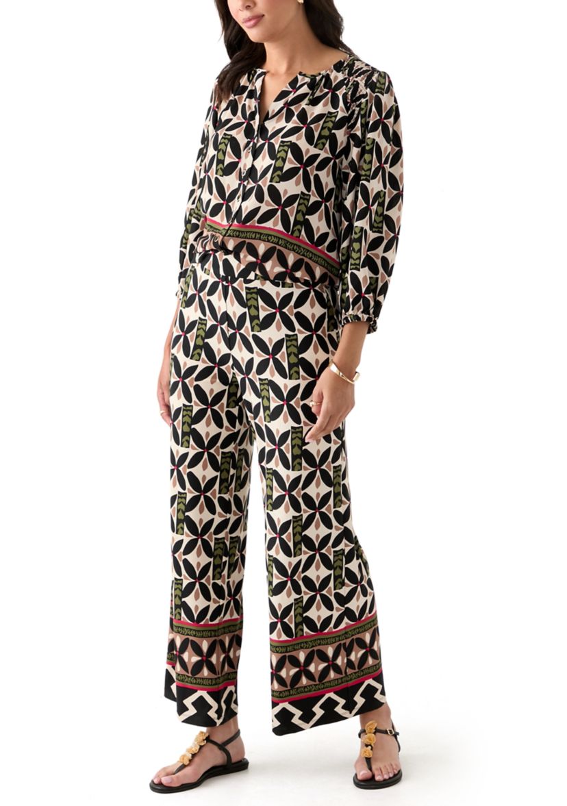 Womens Jersey Pull On Printed Wide Leg Pants