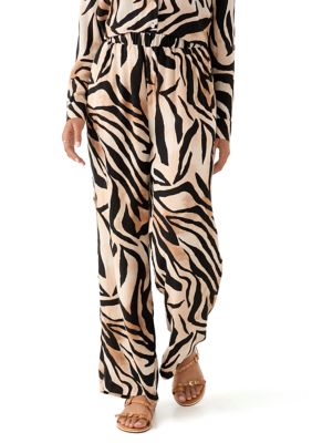 PHILOSOPHY BY REPUBLIC Women's Pull On Zebra Printed Wide Leg Pants