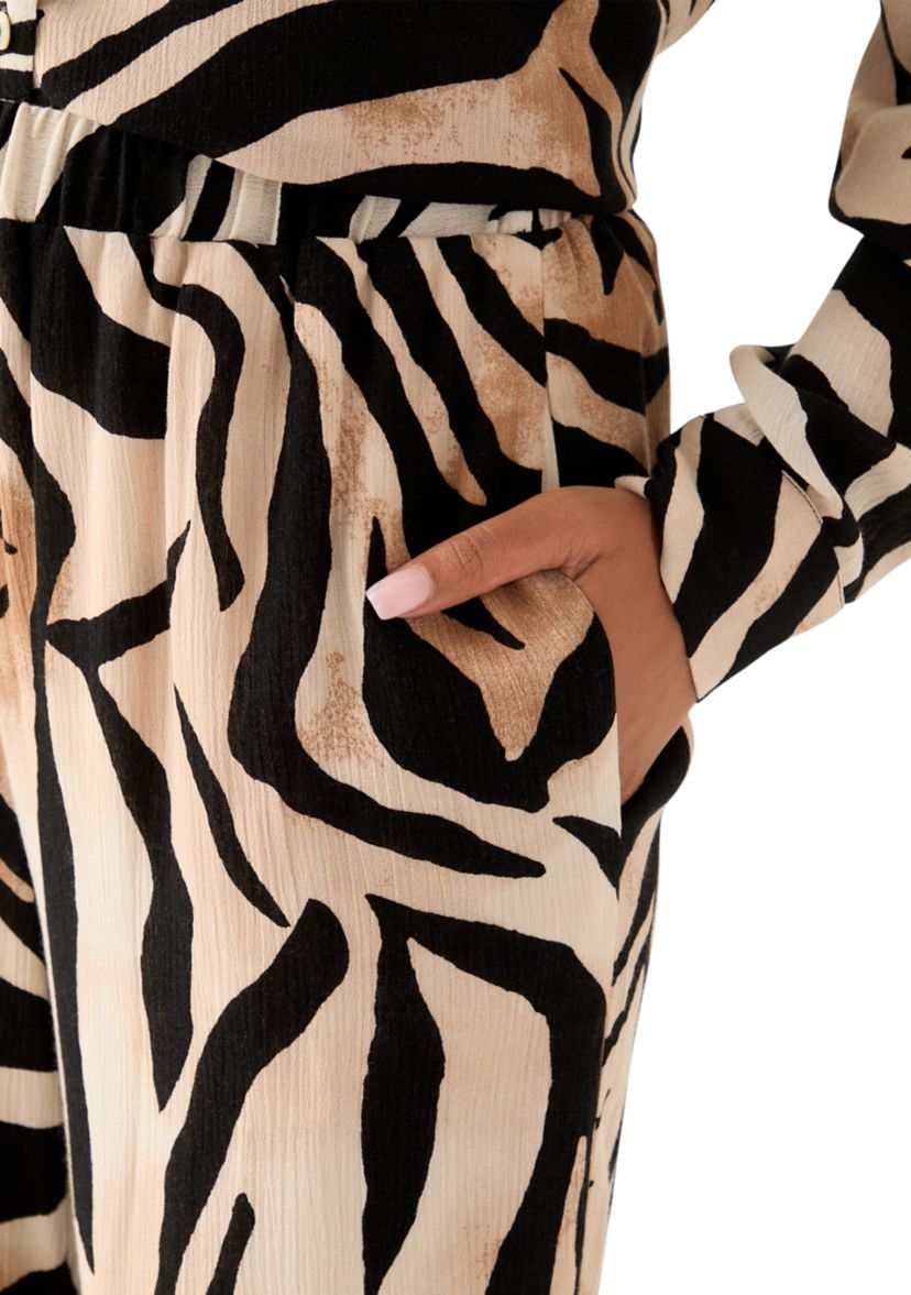 Womens Pull On Zebra Printed Wide Leg Pants