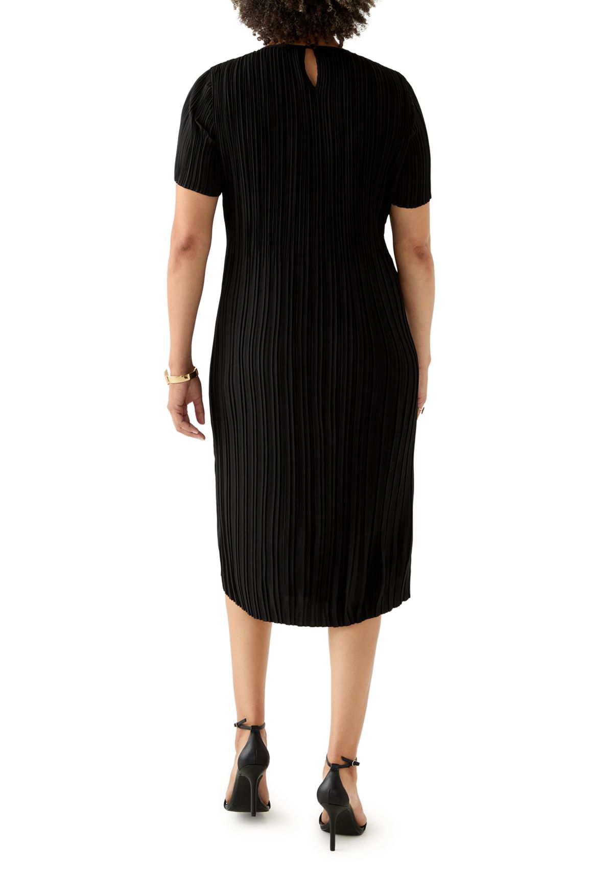 Womens Short Sleeve Pleated Dress