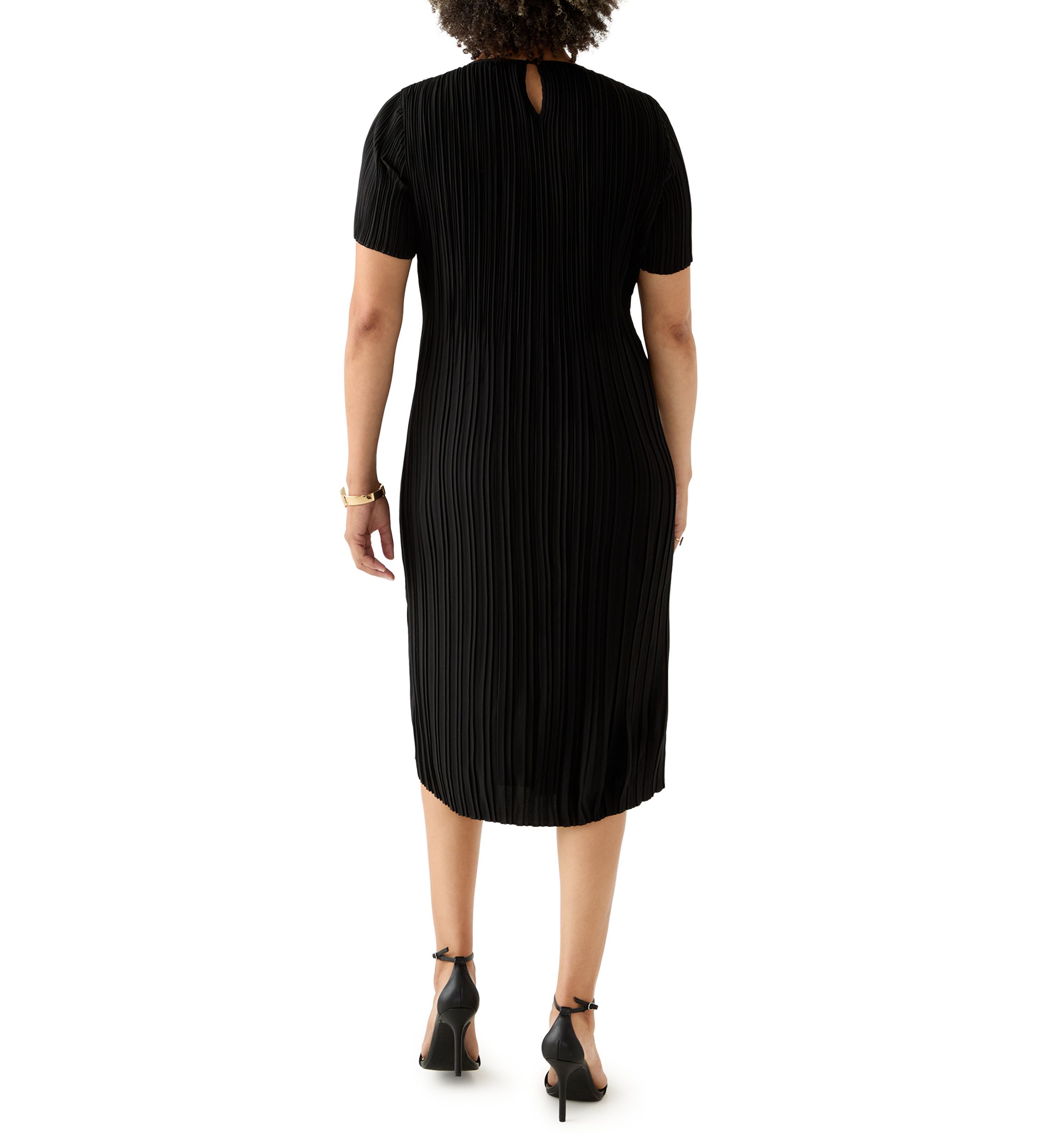 Womens Short Sleeve Pleated Dress