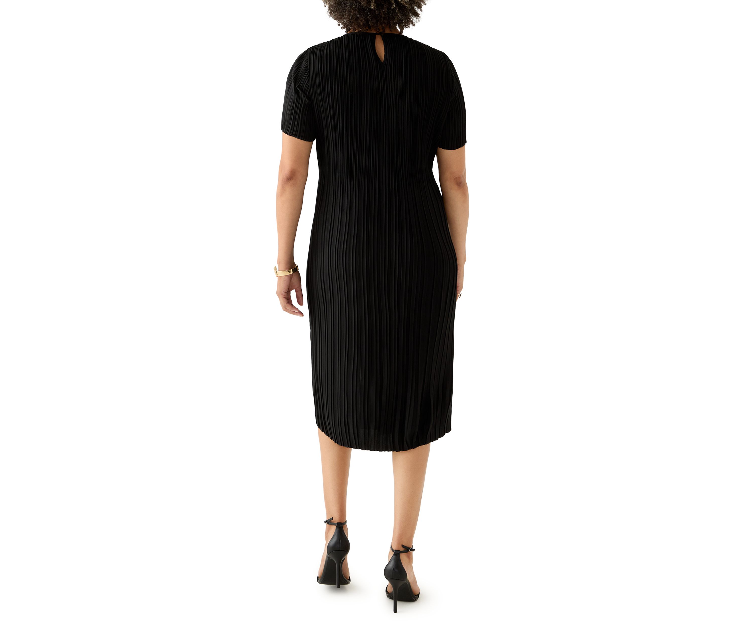 Womens Short Sleeve Pleated Dress