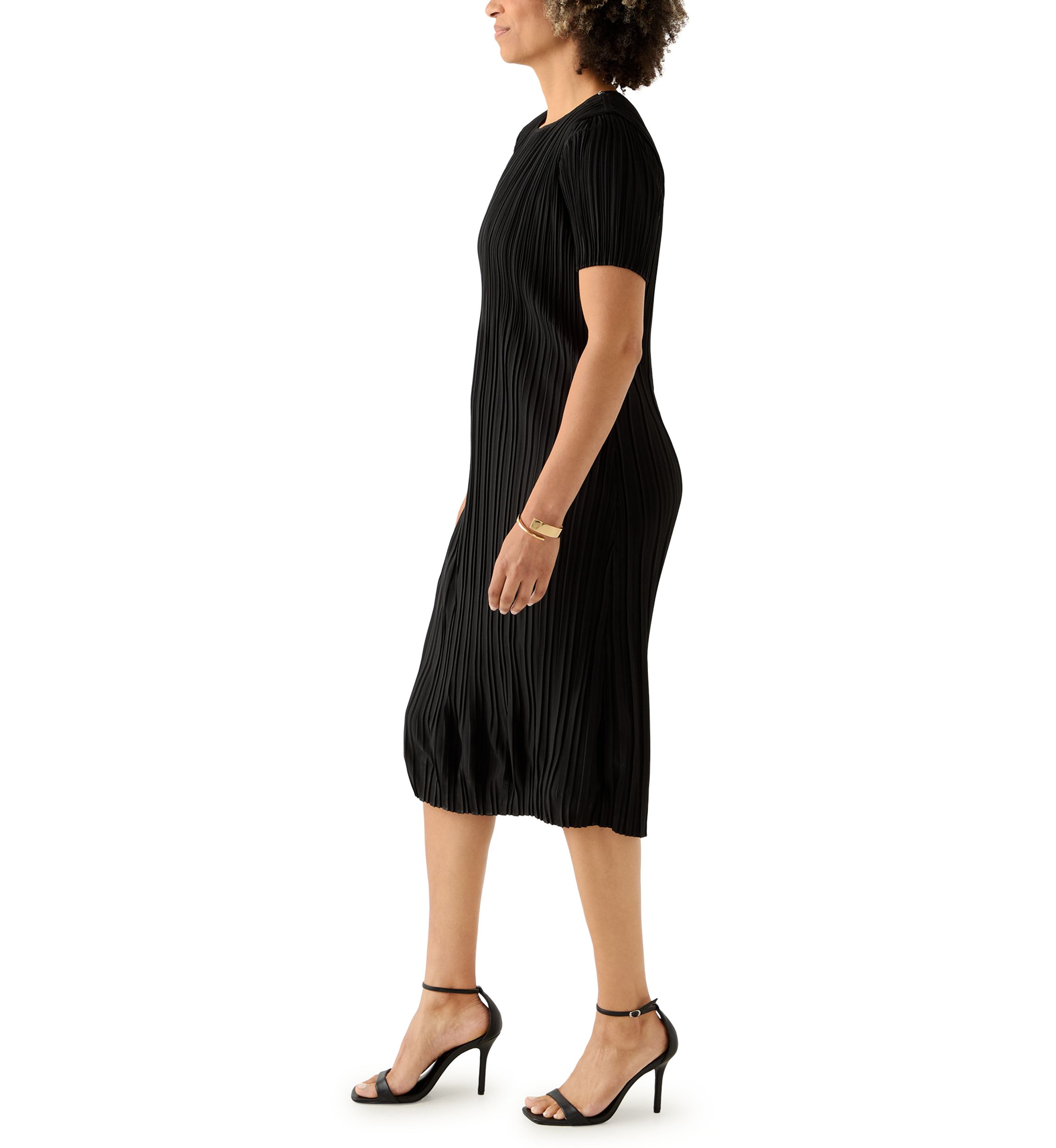 Womens Short Sleeve Pleated Dress