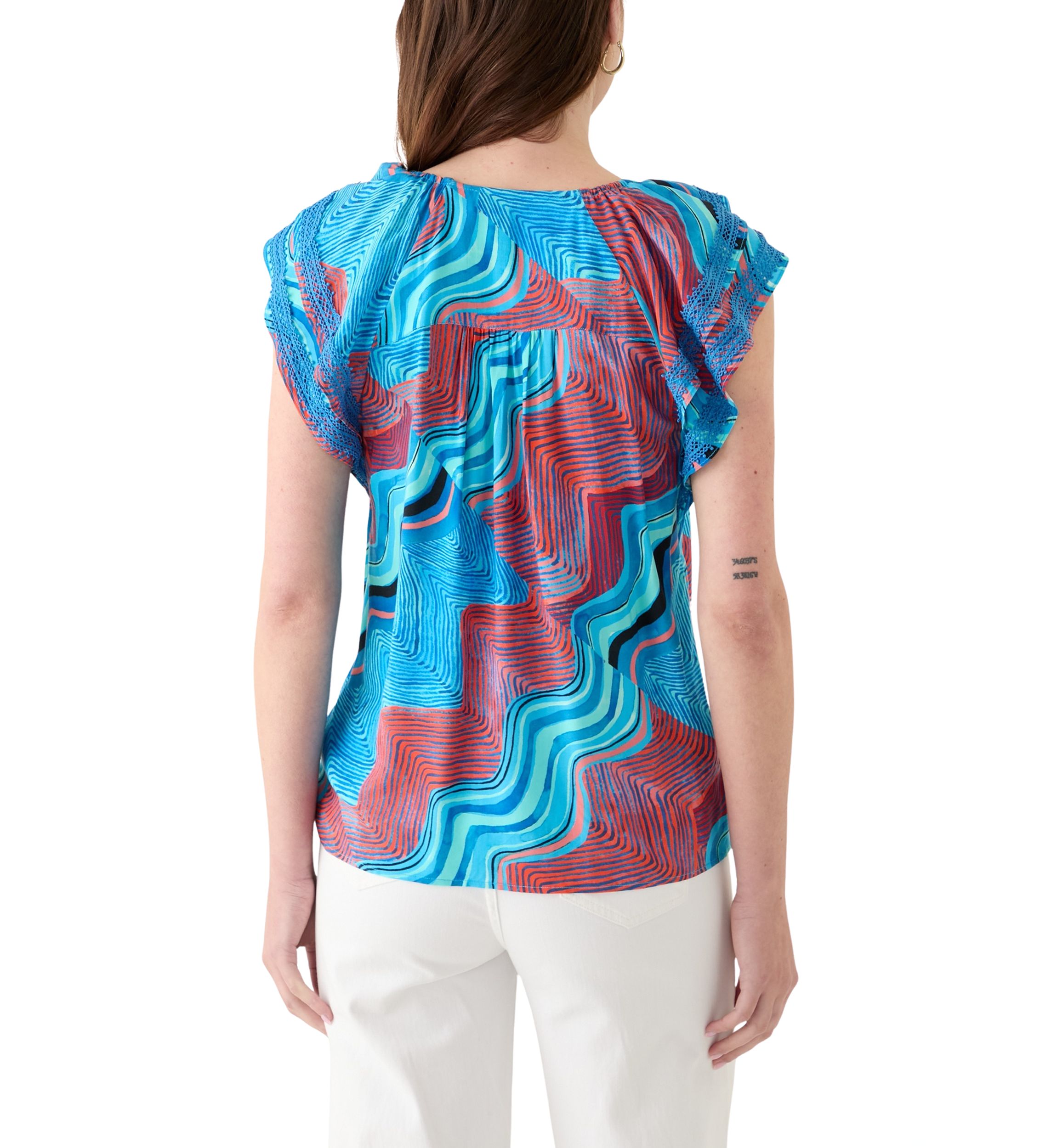 Womens Printed V-Neck Blouse