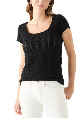 PHILOSOPHY BY REPUBLIC Women's Cap Sleeve Stitched Sweater Dress, Black, XL