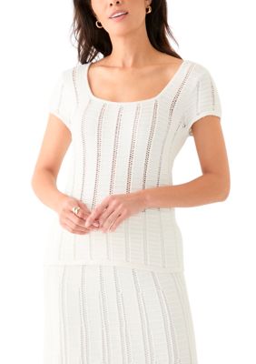 PHILOSOPHY BY REPUBLIC Women's Cap Sleeve Stitched Sweater Dress, White, XS