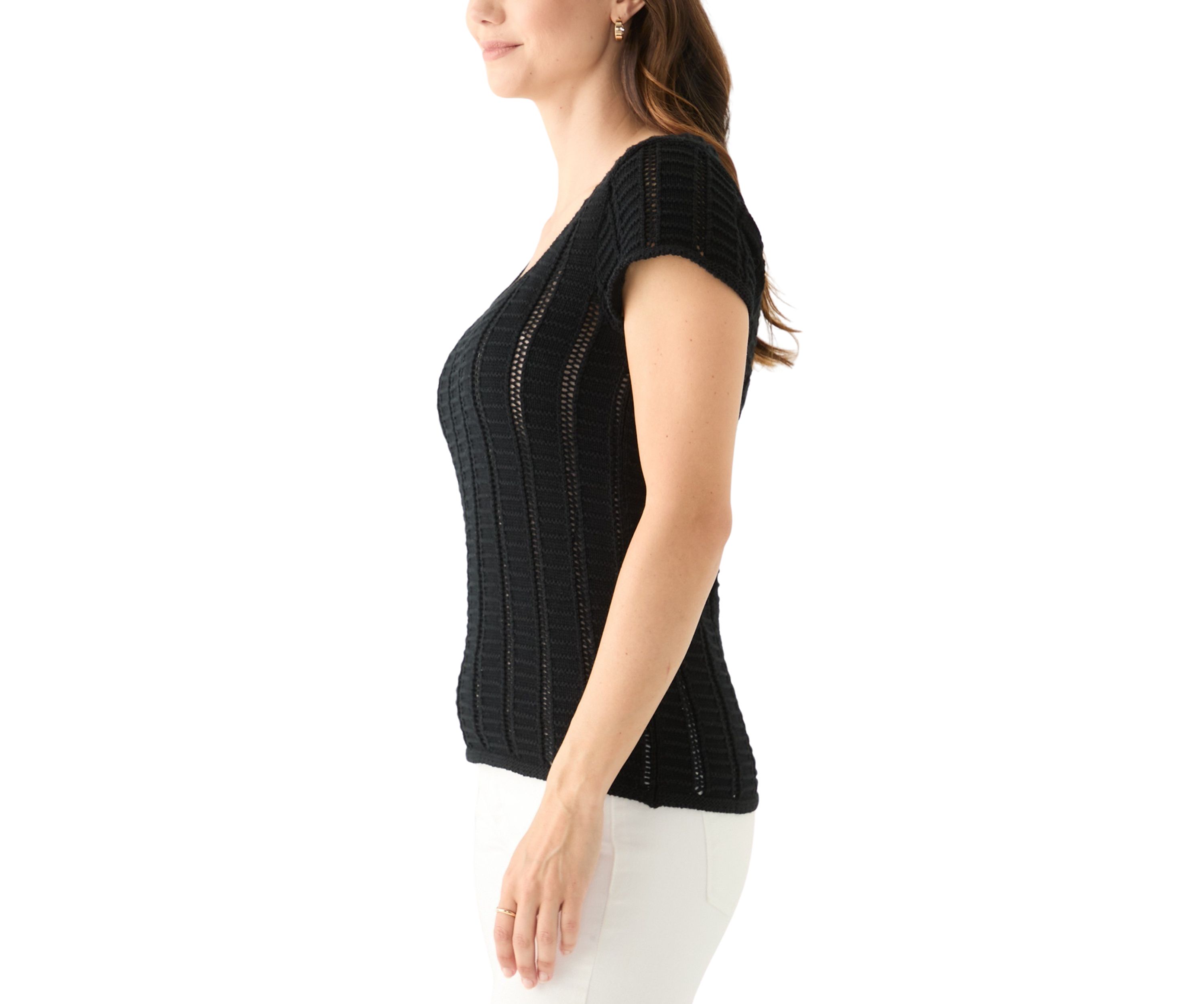 Womens Cap Sleeve Stitched Sweater Dress