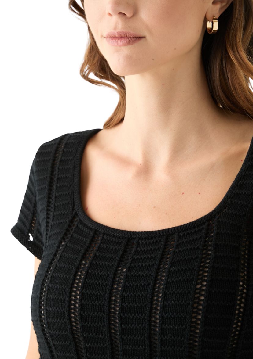 Womens Cap Sleeve Stitched Sweater Dress