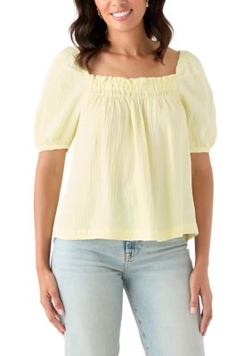 PHILOSOPHY BY REPUBLIC Women's Smocked Gauze Top, Medium