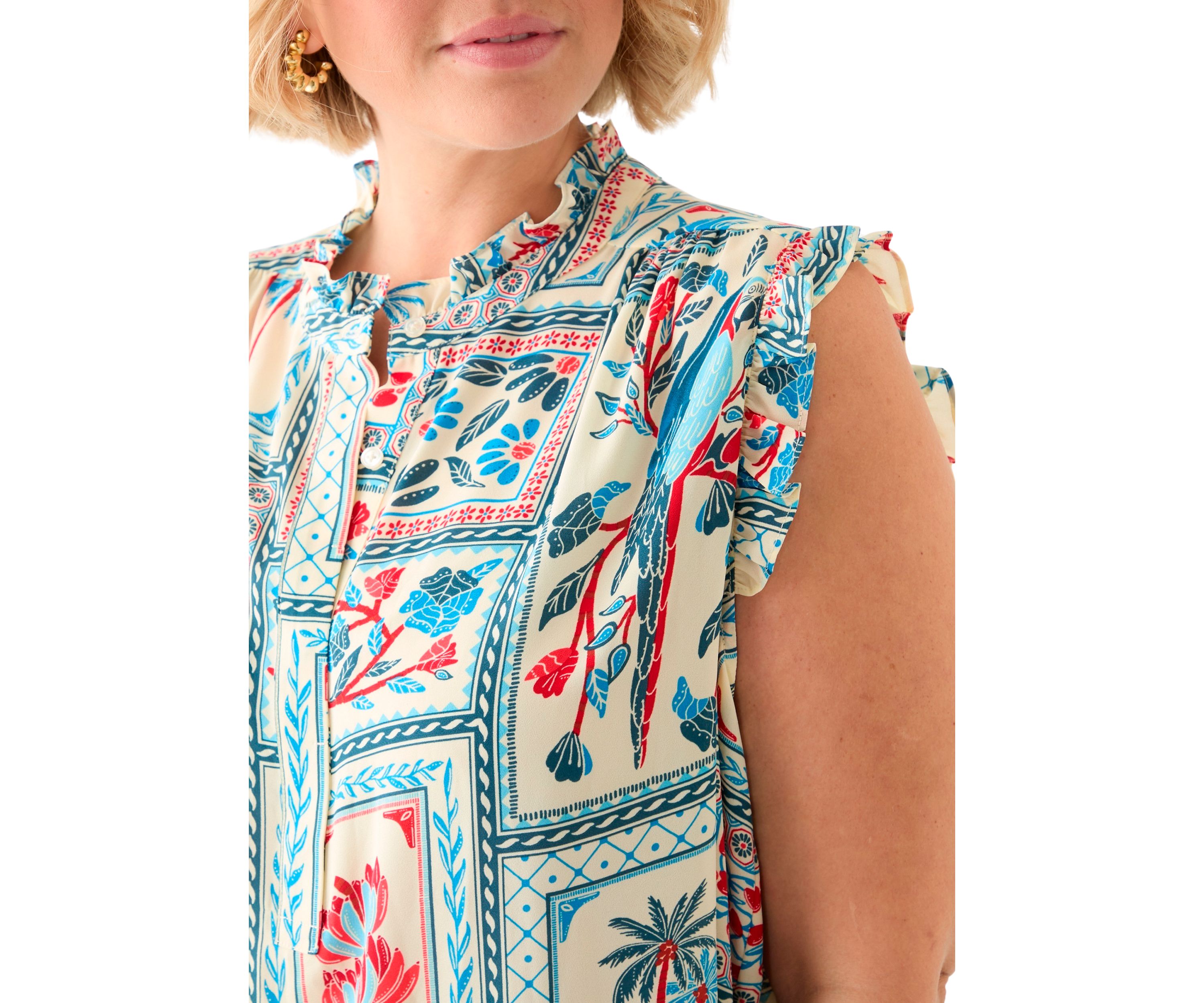 Plus Size Sleeveless Printed Woven Blouse 